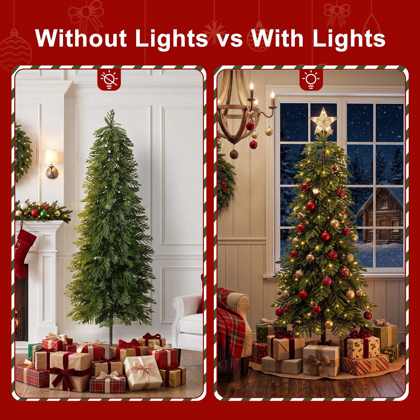 DR.Planzen 6ft Pre-Lit Artificial Norfolk Pine Tree with Metal Stand, 170 Warm White LED Lights, 3-Piece Assembly Faux Tree in Coffee Pot for Indoor Home & Office Decor