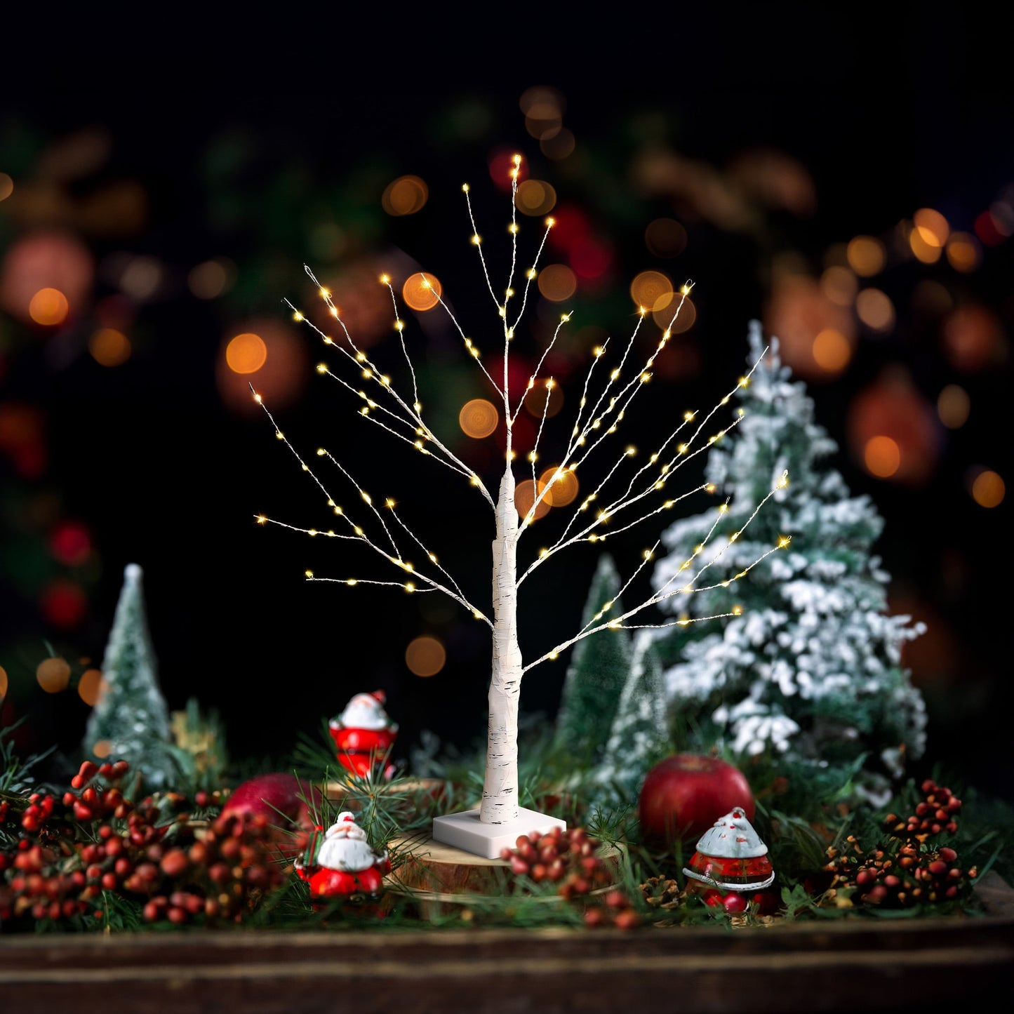 2FT Christmas Tree Light Decorations - USB/Battery Powered 144 LED Birch Tree Lamp with Timer, Warm White DIY Artificial Christmas Tree for Tabletop Home Party Decor, Festive ?Christmas Decor