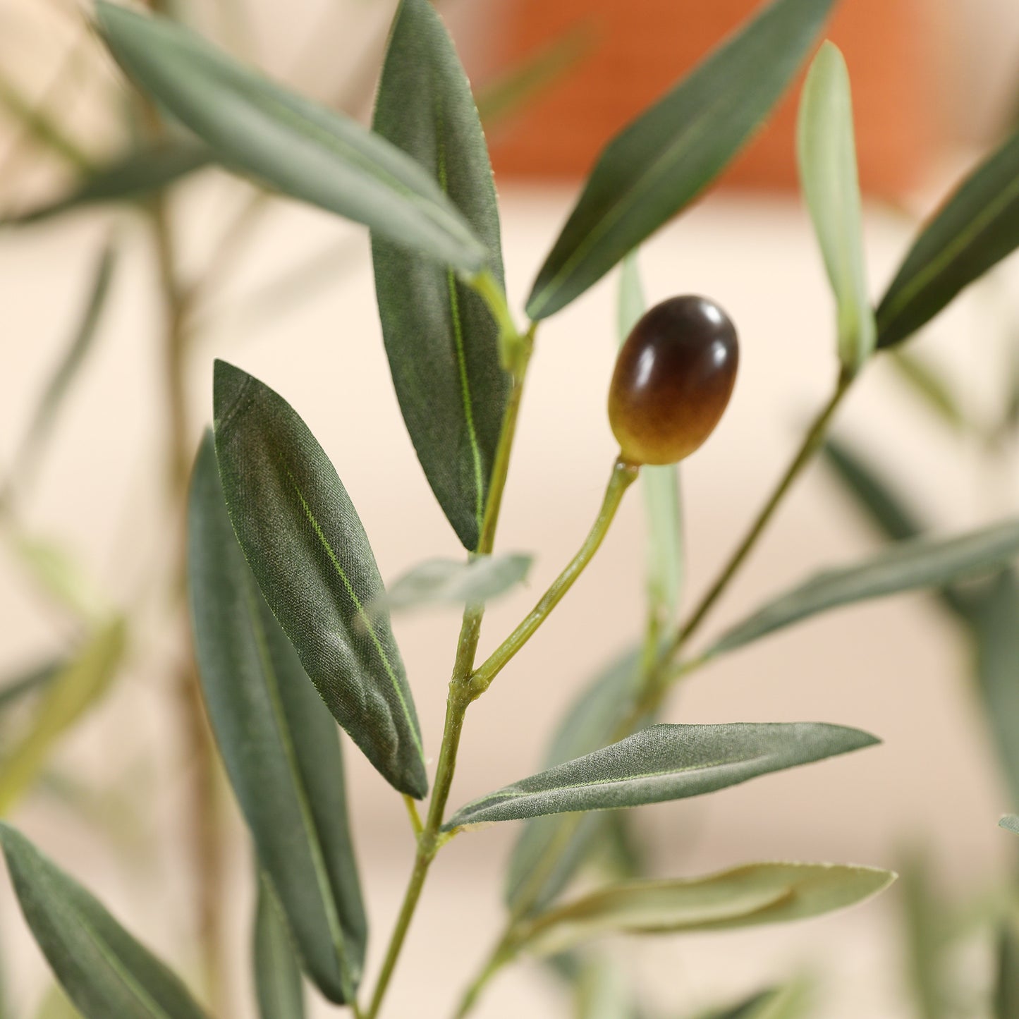 DR.Planzen 7FT Faux Olive Tree with Round White Planter, Pre Potted Fake Greenry Olive Tree for Home Decor