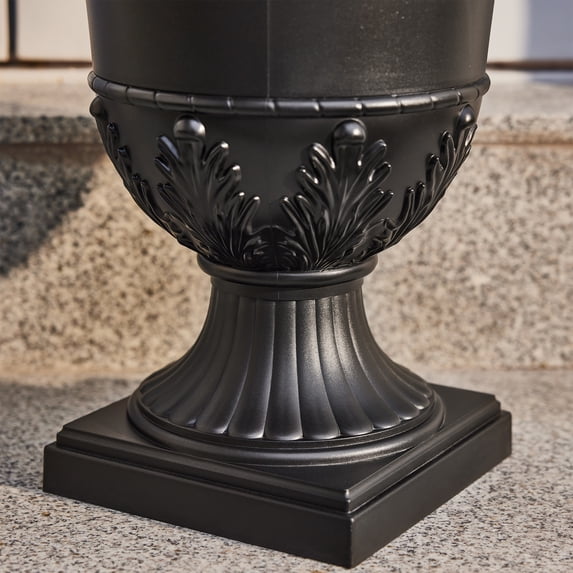 DR.Planzen 2 Pack 16 x 12 Inches Classic Urn Planter, Plastic Flower Pots for Indoor & Outdoor Use, Lightweight Planters for Garden, Patio, Porch, Wedding & Event Decor