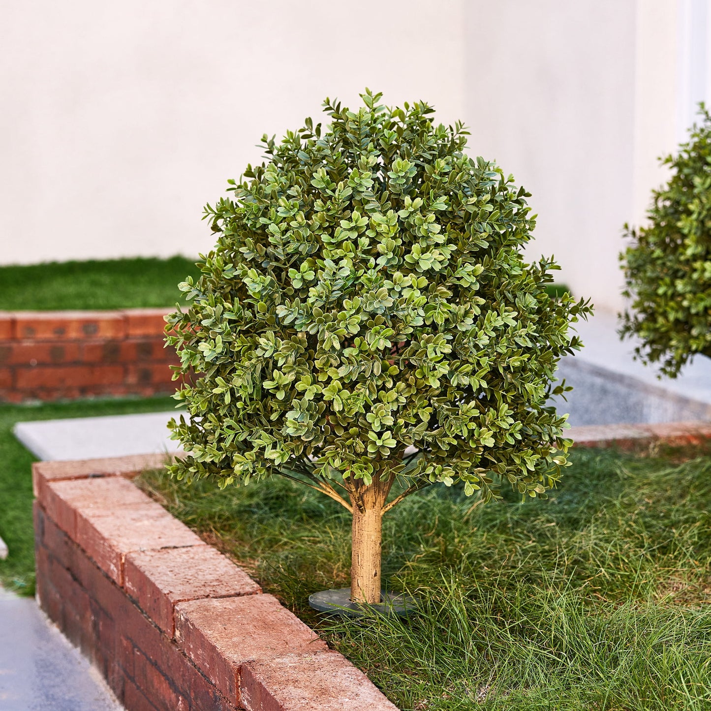 DR.Planzen 16'' Artificial Boxwood Topiary Ball Plant, Fake Greenery Shrub with Ground Spike, UV Resistant Faux Outdoor Evergreen for Garden Porch Planter Decor