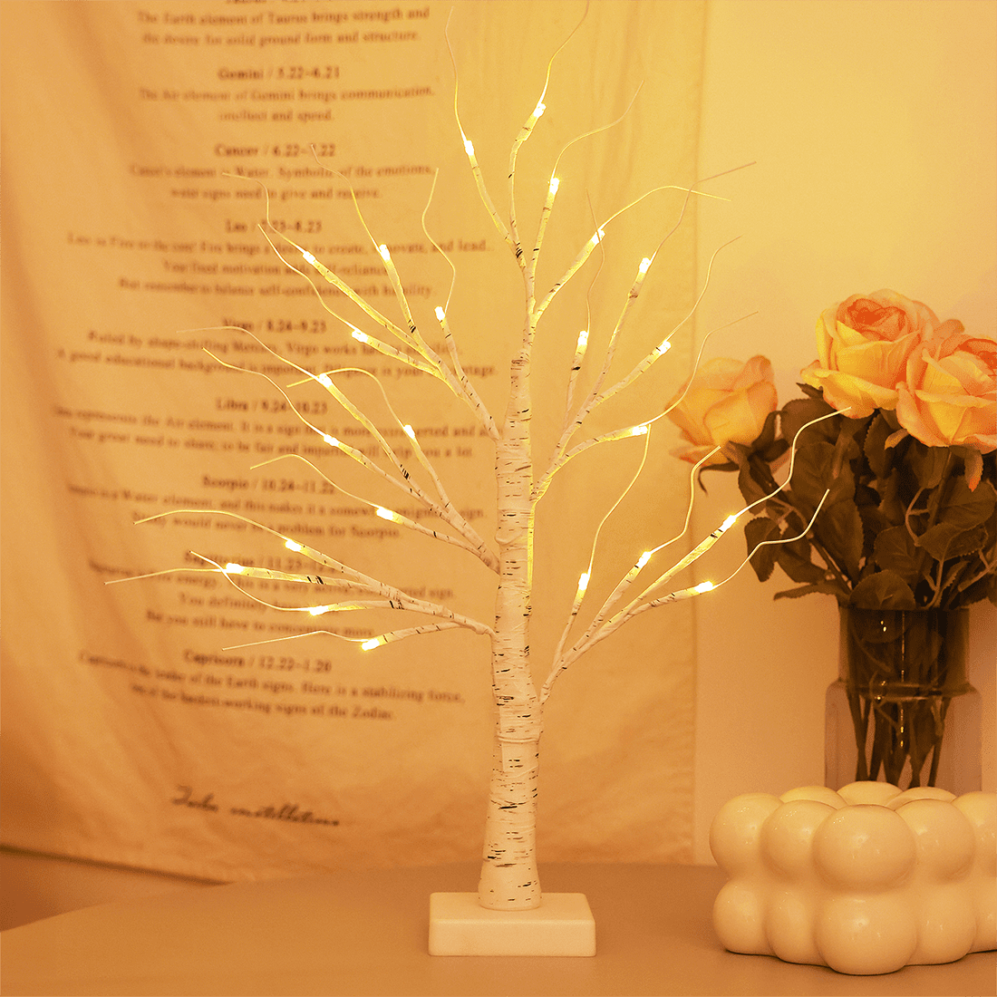 2Pack Christmas Tree Decorations - Birch Fairy Light Spirit Trees with 24 LED Warm White Lights, USB/Battery Powered Indoor Holiday Decor, 2 FT