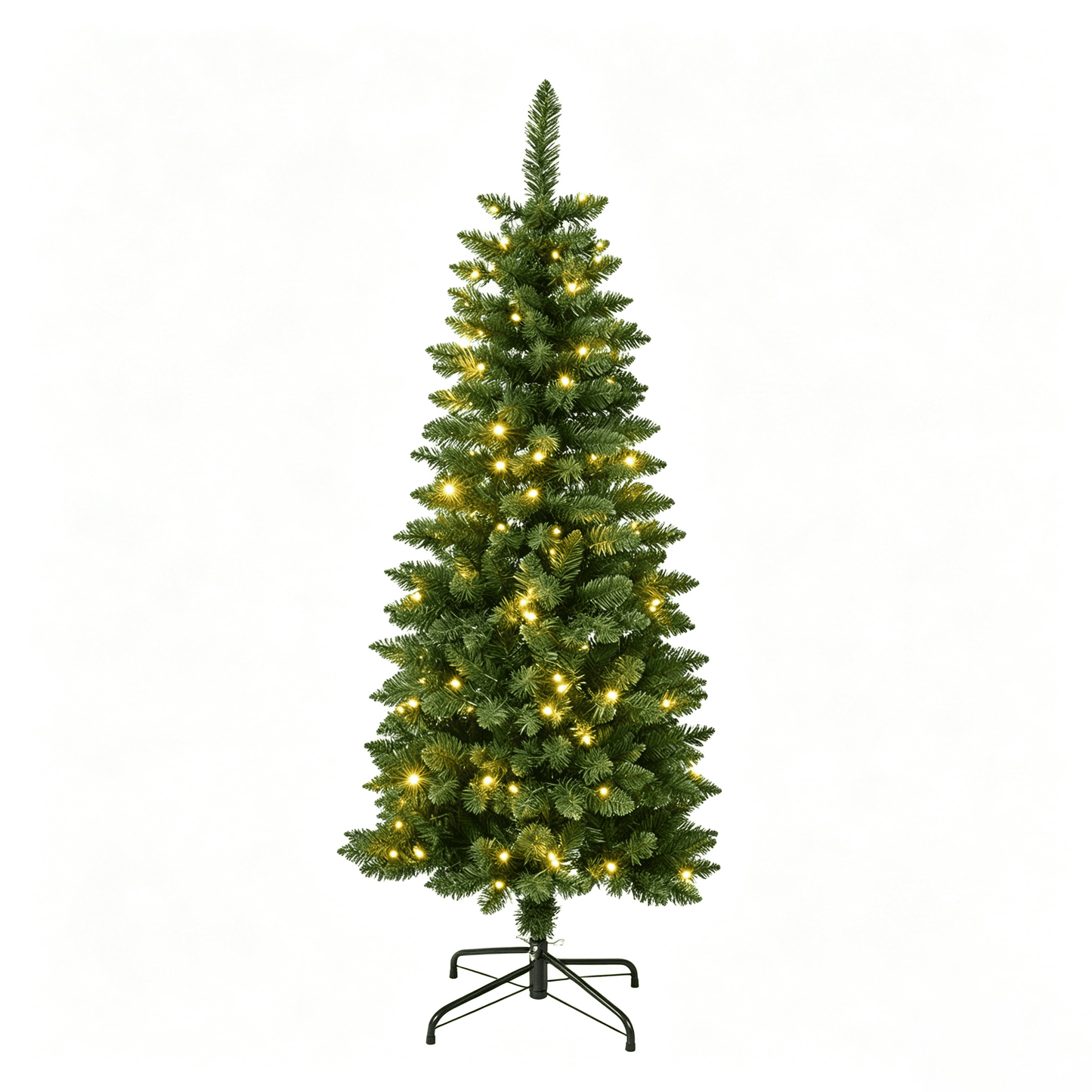 DR.Planzen 5FT Prelit Pencil Christmas Tree, Artificial Slim Christmas Tree, Slim Xmas Tree with Lights - 150 LED Warm White & Multicolor, 9 Modes - Indoor Tree for Apartment Office