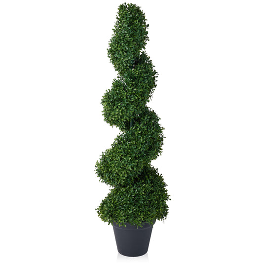 3FT Artificial Boxwood Spiral Topiary Tree ¨C 450 Leaves Faux Boxwood Plant, UV Resistant Outdoor Artificial Plant ¨C Realistic Front Door Entryway Porch Decor Potted Tree for Outdoor Garden Patio