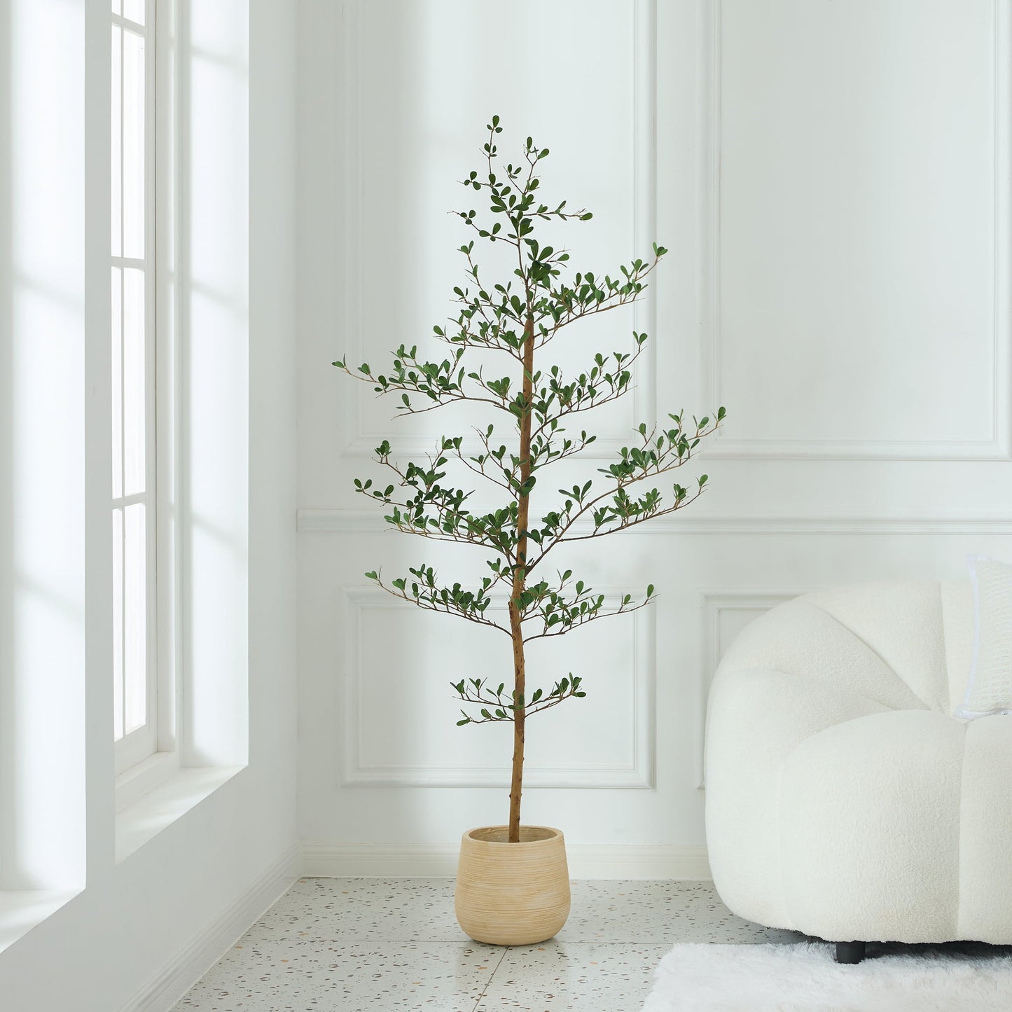 DR.Planzen 5ft Faux Black Olive Tree - Realistic Potted Artificial Tree with Natural Trunk & Silk Leaves - Tall Faux Plant for Home, Office, Indoor & Outdoor Decor - Low Maintenance & UV Resistant