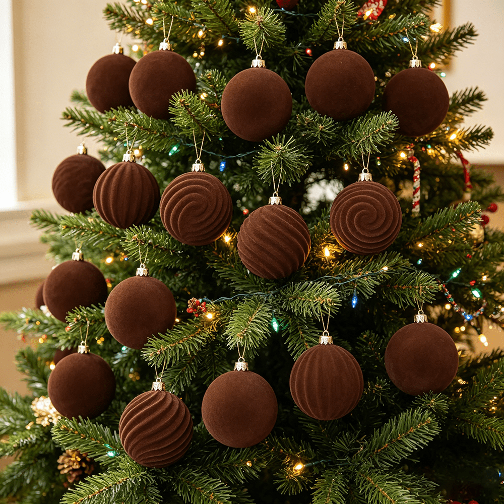 Velvet Christmas Ball Ornaments Set - 12pcs Large 10cm Christmas Tree Ornaments, Soft Fabric Hanging Balls in Assorted Elegant Holiday Colors for Tree, Garland, Home Party D¨¦cor