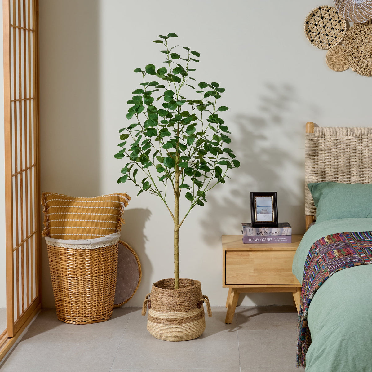 DR.Planzen 5ft Artificial Eucalyptus Tree in Black Pot, Faux Eucalyptus Plant for Home Office Decor