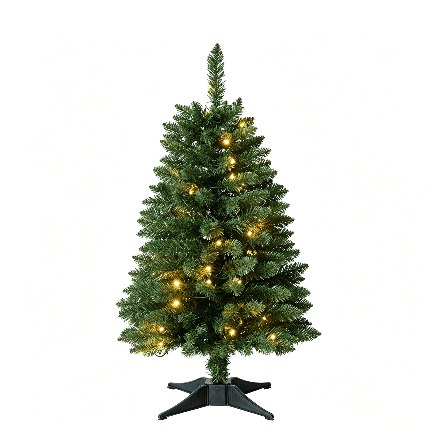 DR.Planzen 3FT Mini Pre Lit Christmas Tree - Artificial Tabletop Xmas Tree with 50 LED Lights, 8 Lighting Modes, 160 PVC Branches for Home Office Apartment Holiday Decorations