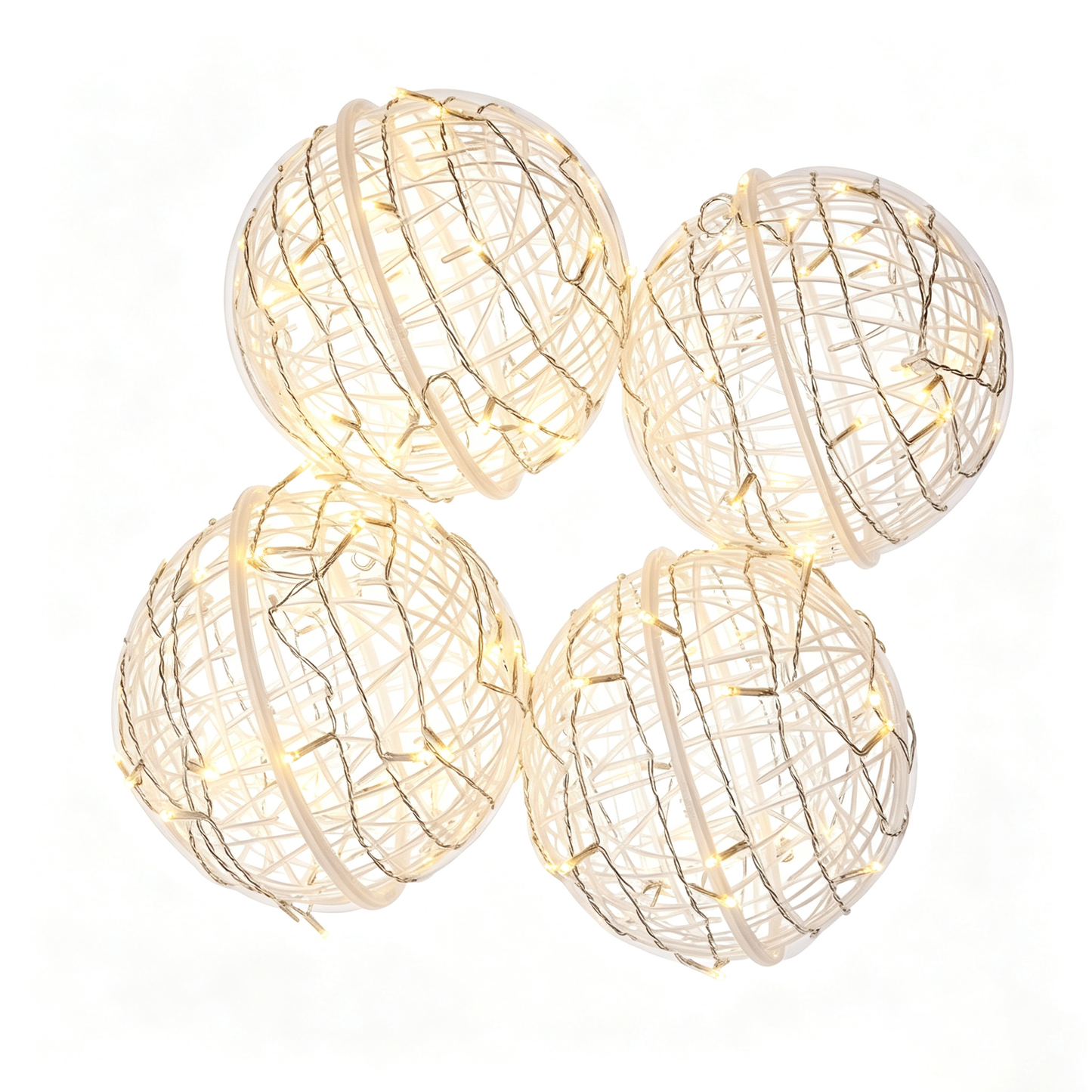 DR.Planzen 4 Pack 8in Christmas Ball Lights Outdoor, Hanging Globe Lights, Sphere Tree Lights, Warm White LED Lights - 160 LEDs, 8 Modes for Yard Porch Patio Home