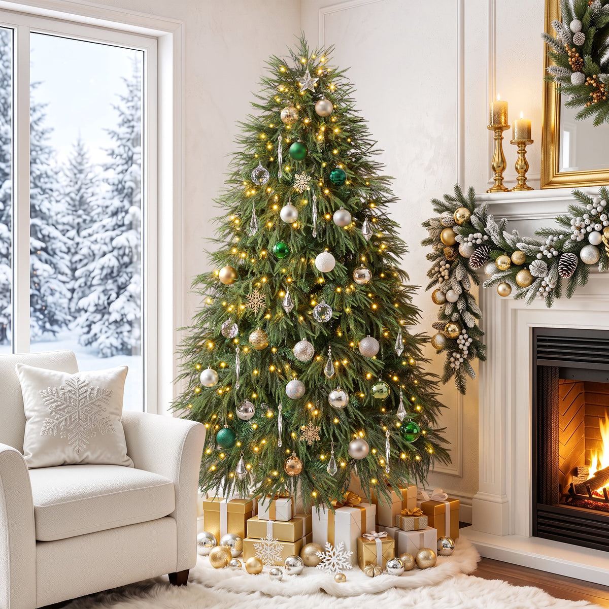 DR.Planzen 4.5ft Artificial Pencil Christmas Tree with Pre-Strung LED Lights, Narrow Spruce Xmas Tree with Metal Stand, Easy Assembly Holiday Decor