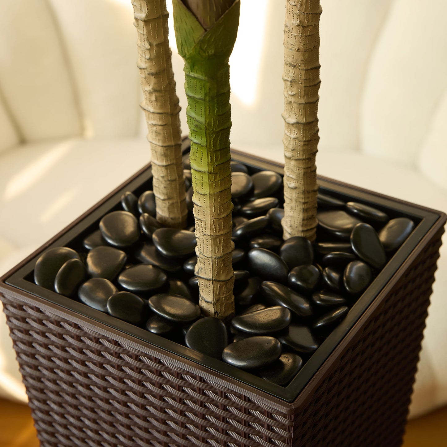 DR.Planzen 5FT Artificial Dracaena Tree with UV-Resistant Silk Leaves in Coffee Tall Planter - Indoor/Outdoor Faux Plant for Home Office House Decor, Tall Fake Tree for Living Room Lobby & Patio