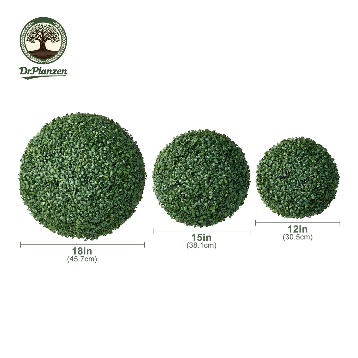DR.Planzen 6 Pack Artificial Boxwood Topiary Balls Set 2*(12/15/18 Inch), UV Resistant Fake Greenery Balls for Indoor Outdoor Decor, Garden Patio Front Door