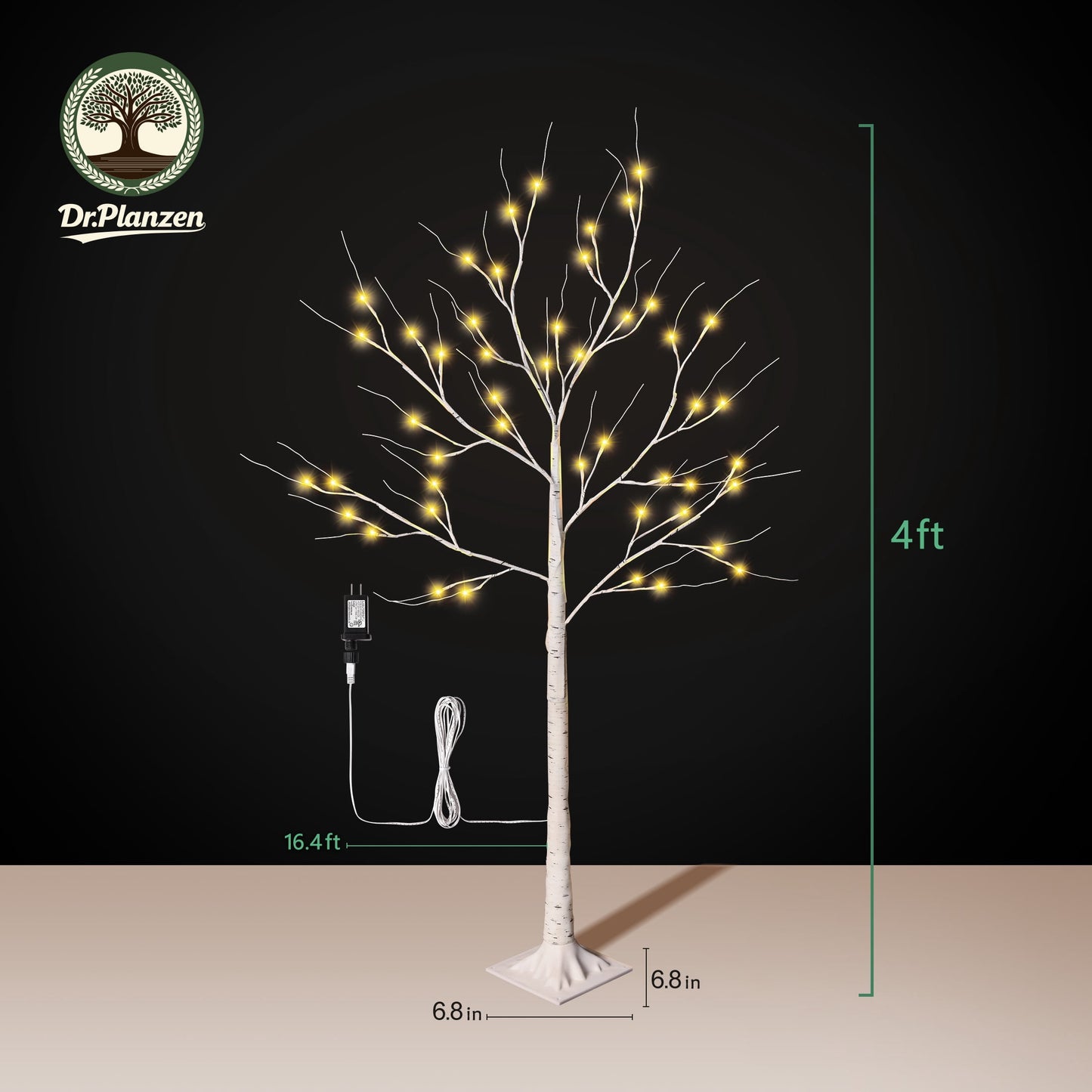 LED Birch Tree Light 2 Pack 4 ft Artificial Pre-lit Trees - with Plug-in Warm Lights - Indoor Outdoor Christmas Holiday Wedding Decor for Home Party