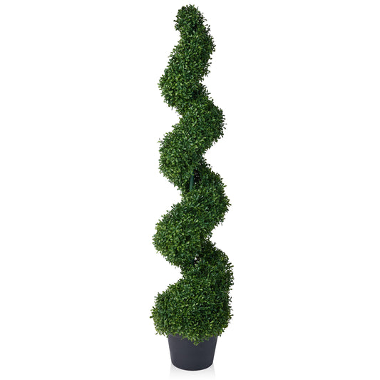4FT Artificial Boxwood Spiral Topiary Tree ¨C 900 Leaves Faux Boxwood Plant, UV Resistant Outdoor Fake Plant ¨C Realistic Front Door Entryway Porch Decor Potted Tree for Outdoor Garden Patio