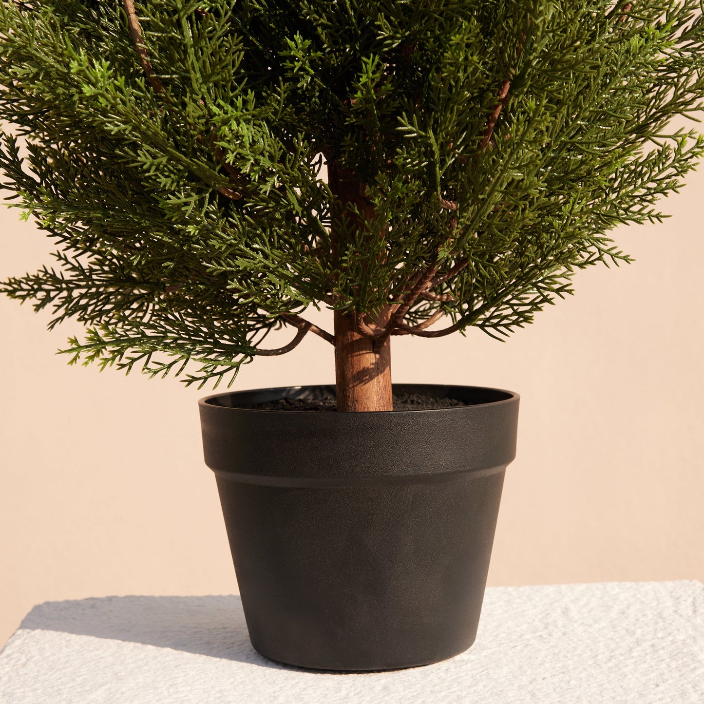 DR.Planzen 6ft Artificial Cedar Tree with Real Wood Trunk, Faux Silk Plant UV Resistant for Indoor Outdoor, Lifelike Fake Potted Tree for Home Office Decor
