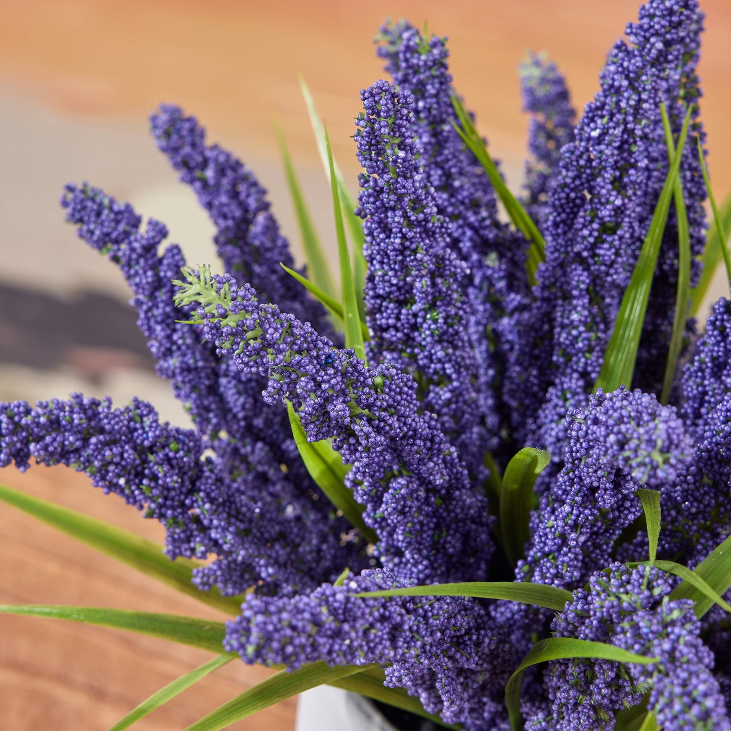 12in Artificial Lavender Plant in White Pot Faux Lavender Flowers Fake Lavender Plant, 21 Stems 42 Leaves Dense Realistic Purple Artificial Flowers for Farmhouse Home Bathroom Desk Decor