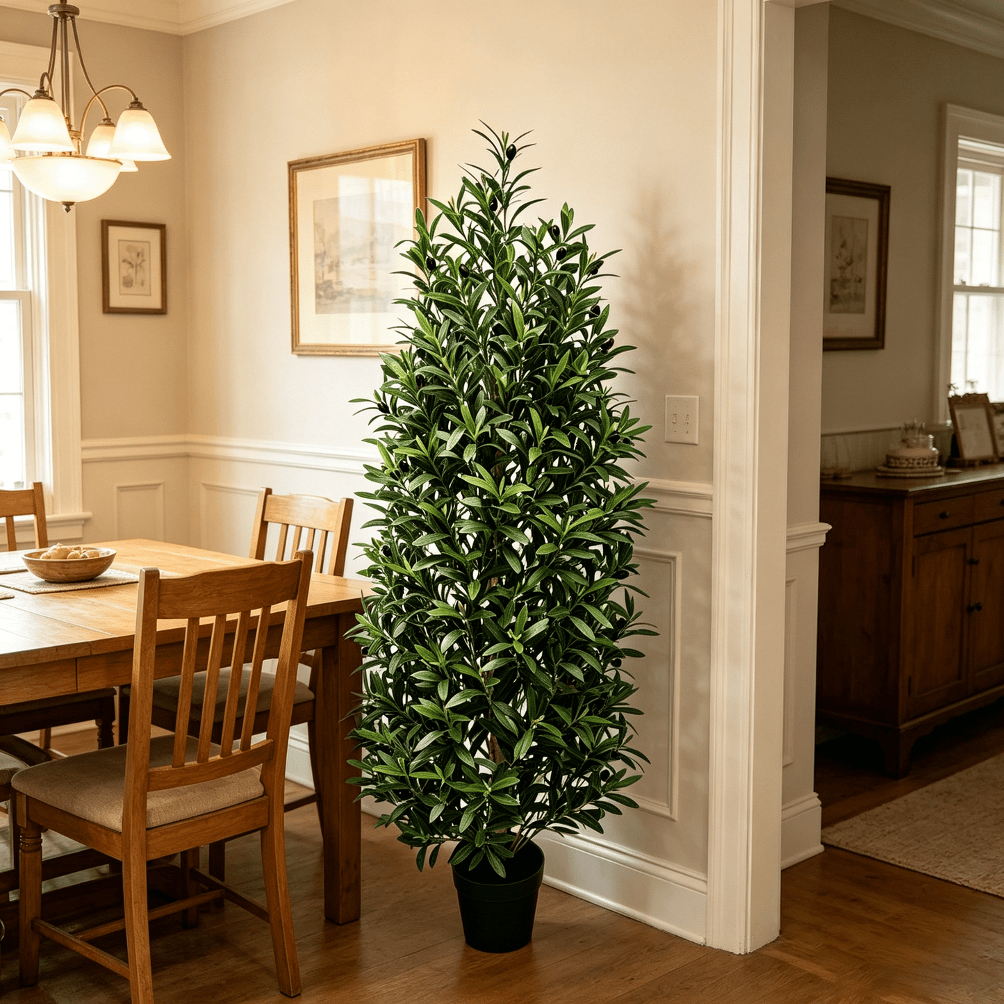 DR.Planzen 4 FT Artificial Olive Topiary Tree in Black Pot, Faux Olive Tree with 1700 Leaves, 78 Fruits, Fake Potted Olive Plant for Living Room Office Decor
