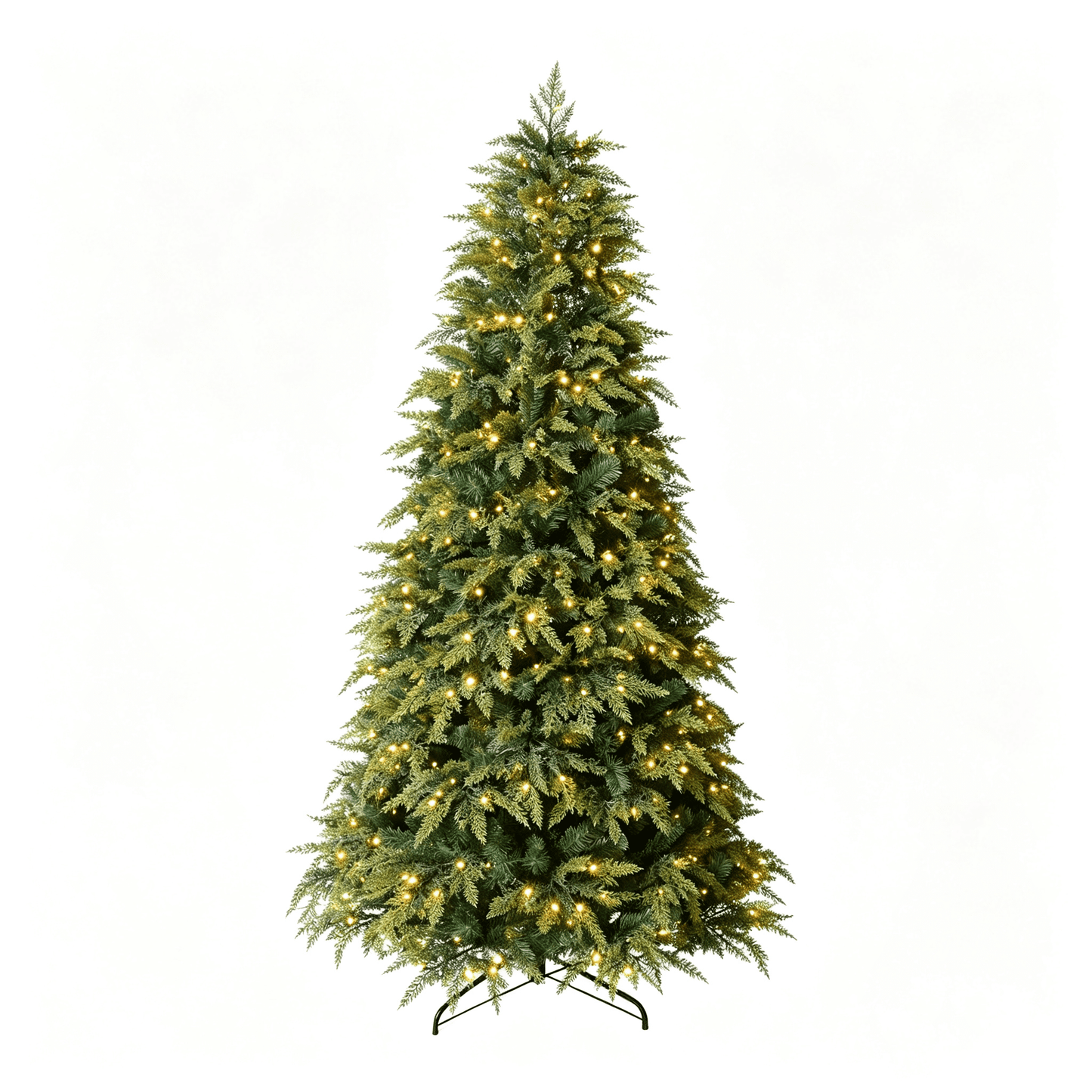 DR.Planzen 7.5FT Pre Lit Cedar Christmas Tree - Realistic PE PVC Branches, 500 Warm White LED Lights, Artificial Christmas Tree with Sturdy Iron Stand for Living Room Holiday Decor