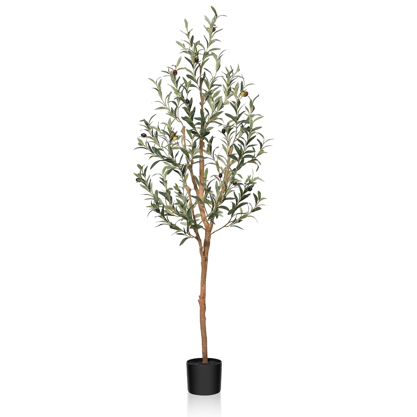 DR.Planzen 2 Pack 5ft Artificial Olive Tree Indoor, Tall Faux Olive Tree, Artificial Plants with Natural Wood Trunk and Lifelike Fruits for Home Office Decor