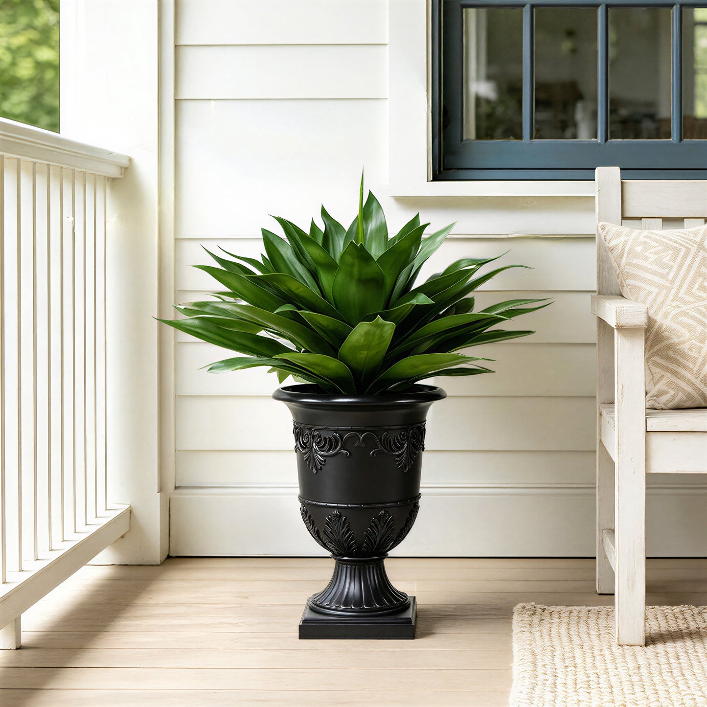 2 Pack 30in UV Resistant Artificial Agave Plant with Black Urn Planter, Faux Agave Plants Fake Plants Realistic Greenery - Indoor Outdoor Decor for Front Porch Patio Garden Home Office