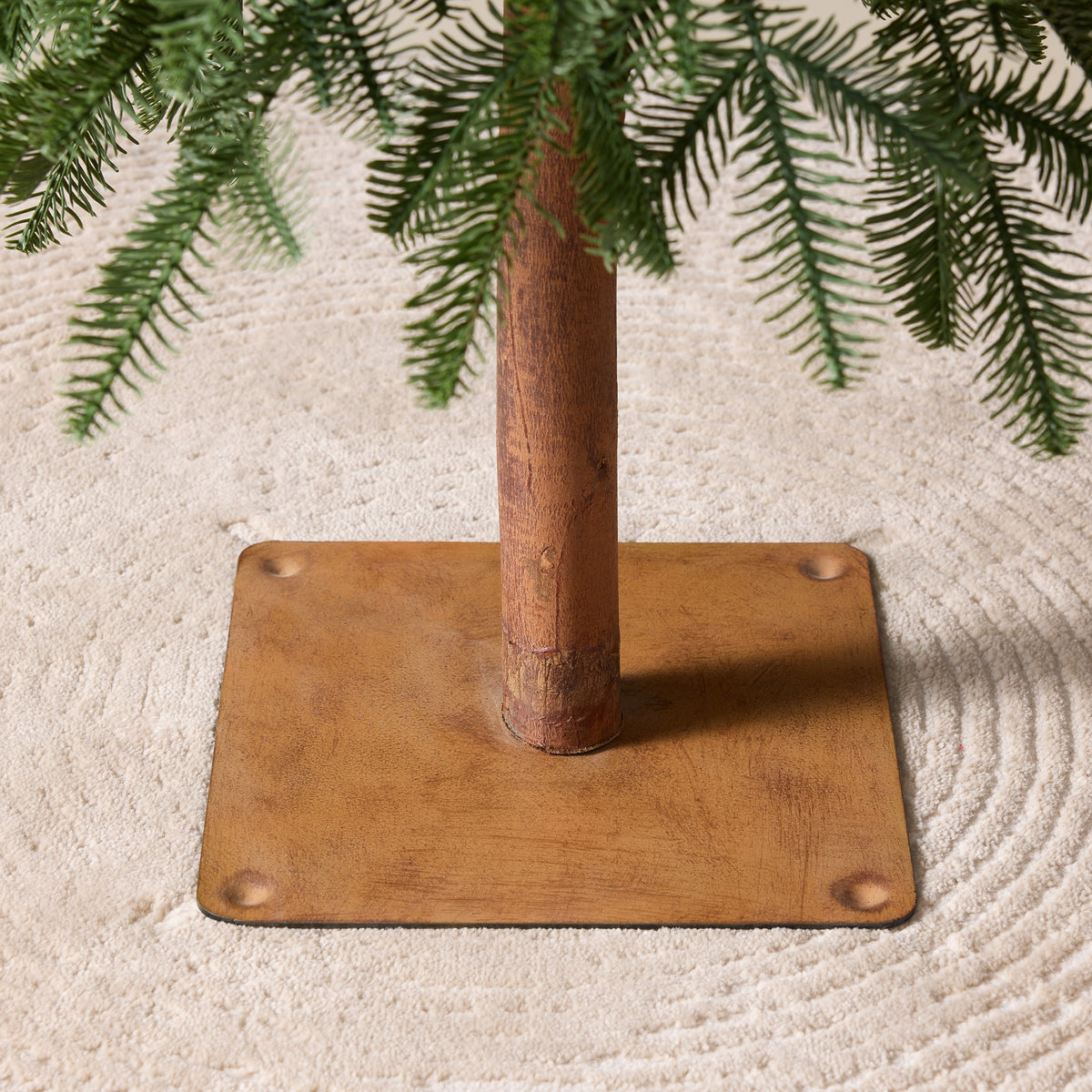 DR.Planzen 7FT Artificial Pine Christmas Tree, Large Real Wood Trunk Faux Pine Tree with Sturdy Metal Base, Full Green PE Needles for Indoor Holiday Decor