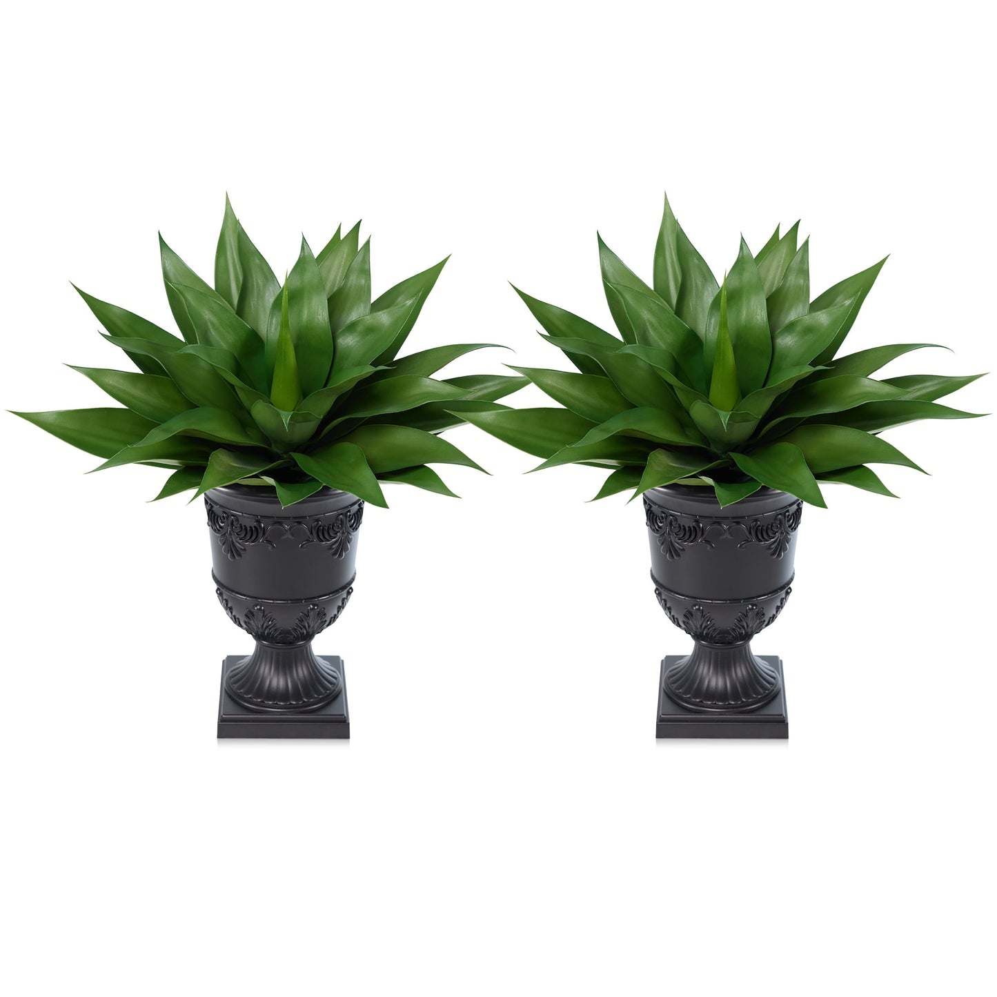 2 Pack 30in UV Resistant Artificial Agave Plant with Black Urn Planter, Faux Agave Plants Fake Plants Realistic Greenery - Indoor Outdoor Decor for Front Porch Patio Garden Home Office