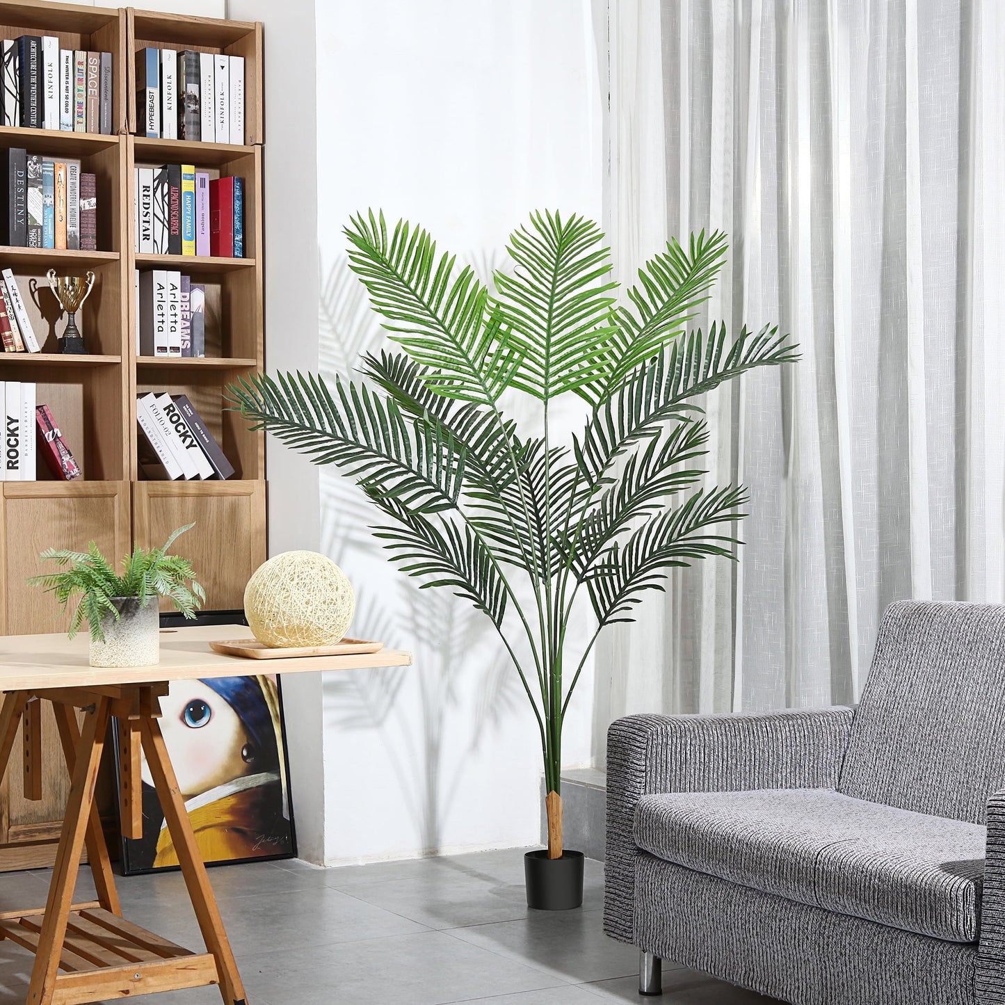 DR.Planzen 6ft Artificial Palm Tree Indoor Plant Tall Fake Tropical Paradise Palm Tree in Pot, Faux Areca Palm Tree for Home Office Living Room Bedroom Farmhouse Modern Decor