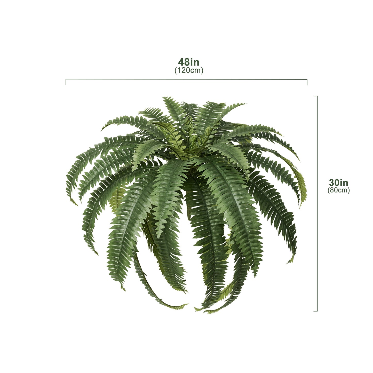 DR.Planzen 2 Pack Artificial Boston Fern Bush Plant with Black Tapered Planter - UV Resistant Faux Ferns with 33 Leaves