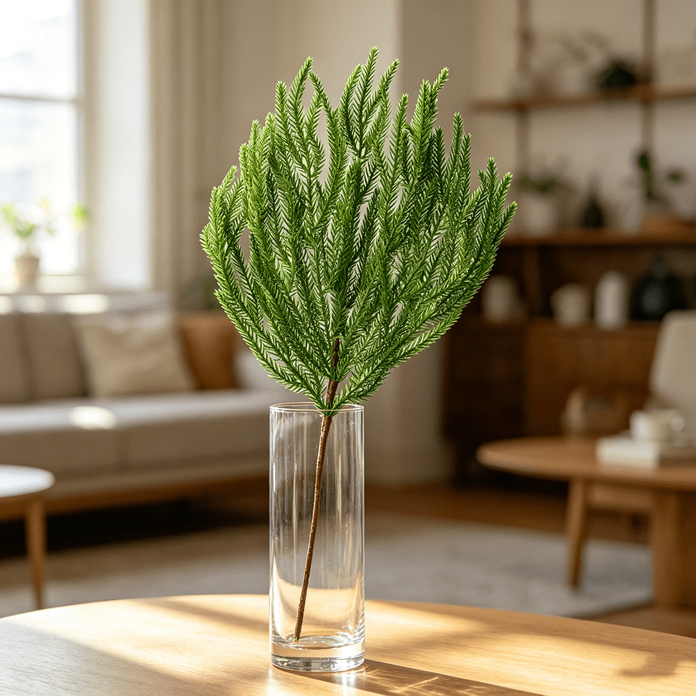 DR.Planzen 12 Pcs 18 inch Artificial Norfolk Pine Branches, Faux Norfolk Pine Stems, Christmas Greenery Stems - Realistic PE Needless - for Wreath Garland Vase Mantel Decor