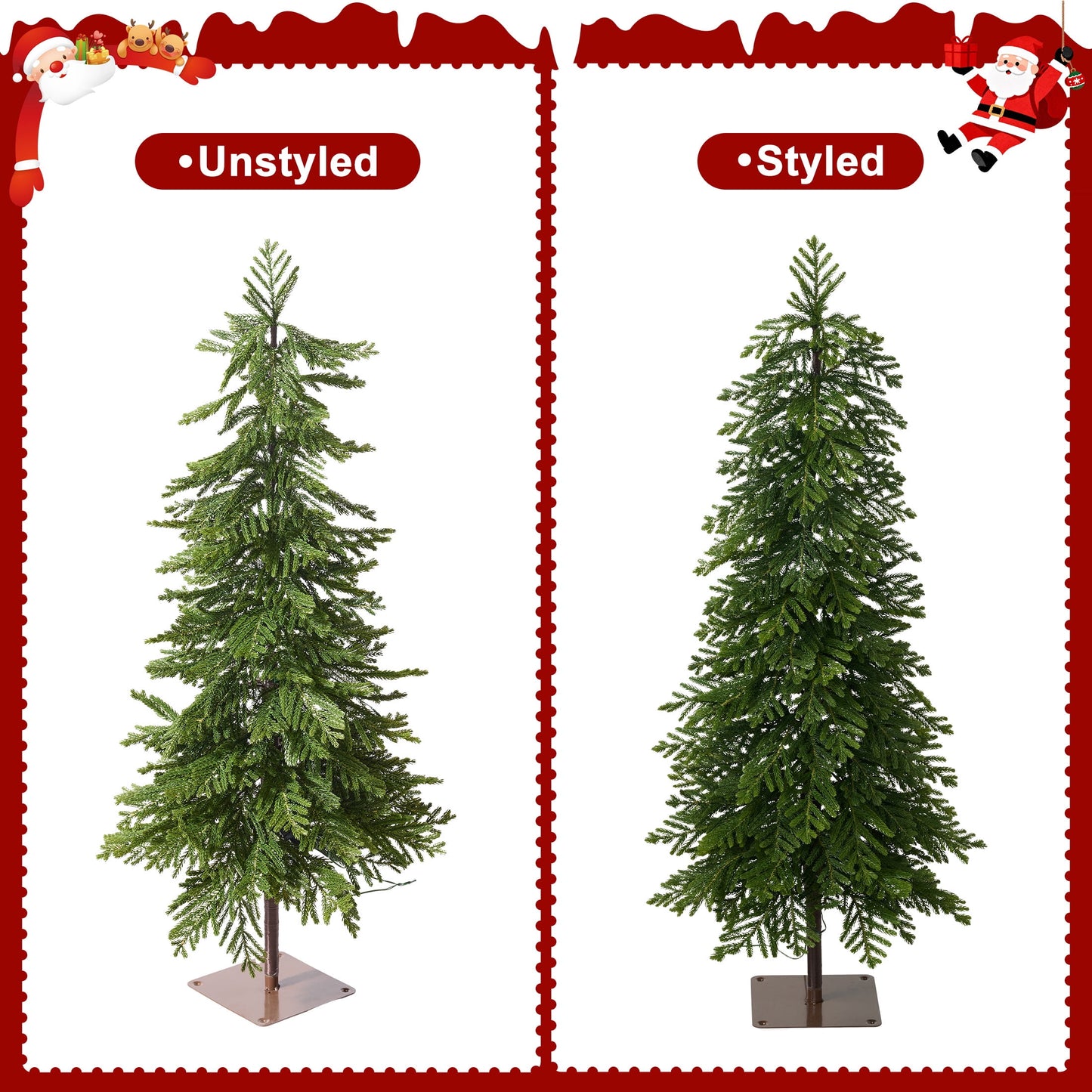 DR.Planzen 4ft Pre-Lit Artificial Norfolk Pine Tree with Metal Stand, 100 Warm White LED Lights, 2-Piece Assembly Faux Tree in Coffee Pot for Indoor Home & Office Decor