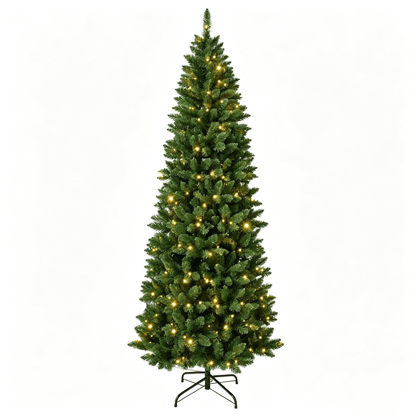 DR.Planzen 7FT Prelit Pencil Christmas Tree, Artificial Slim Christmas Tree, Slim Xmas Tree with Lights - 330 LED Warm White & Multicolor, 9 Modes - Indoor Tree for Apartment Office