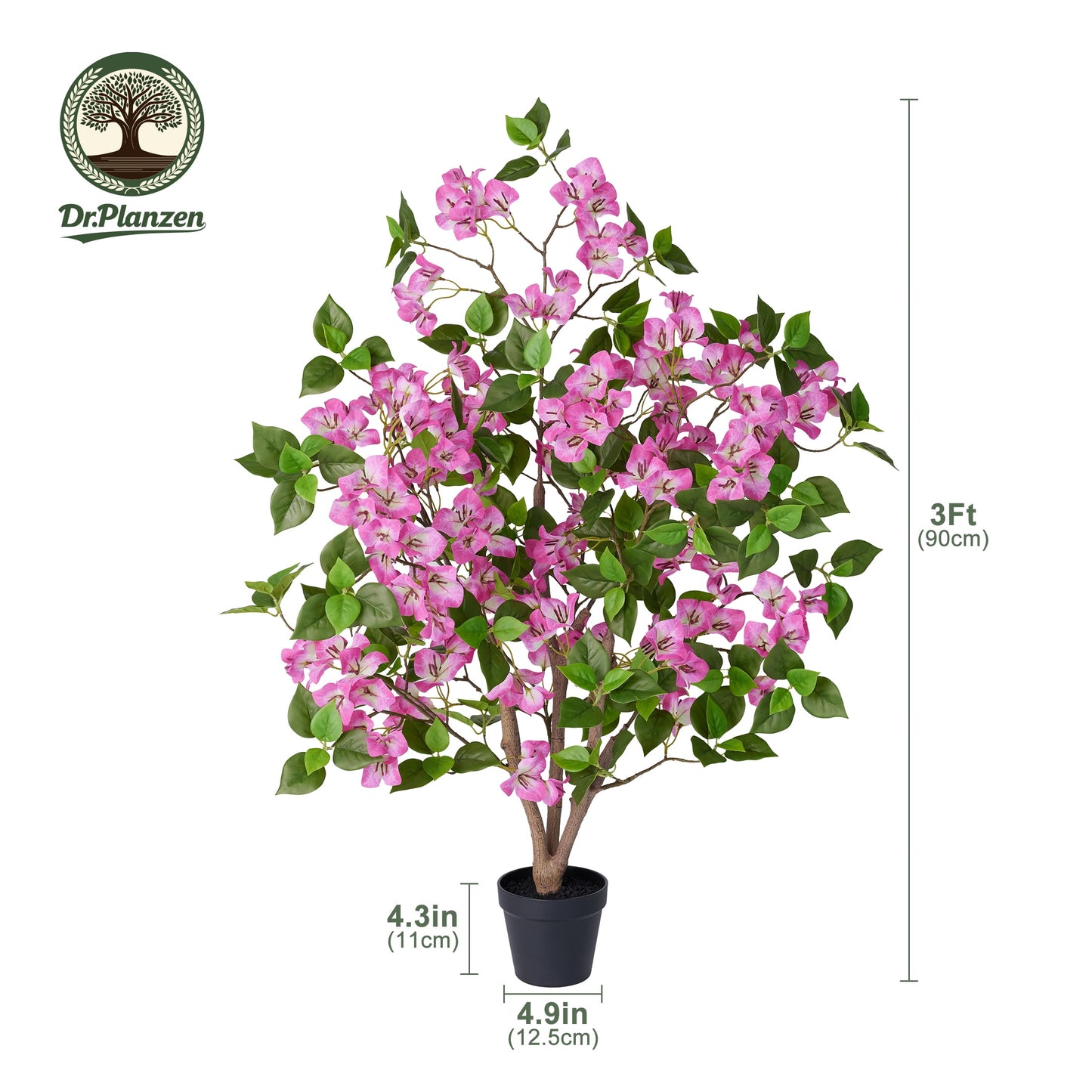 2 Pack Artificial Bougainvillea Tree 3FT UV Resistant Faux Bougainvillea Plant Fake Tree Pink Bougainvillea Tree - 270 Leaves 189 Flowers Artificial Plant with Weighted Base, Indoor Outdoor Artificia