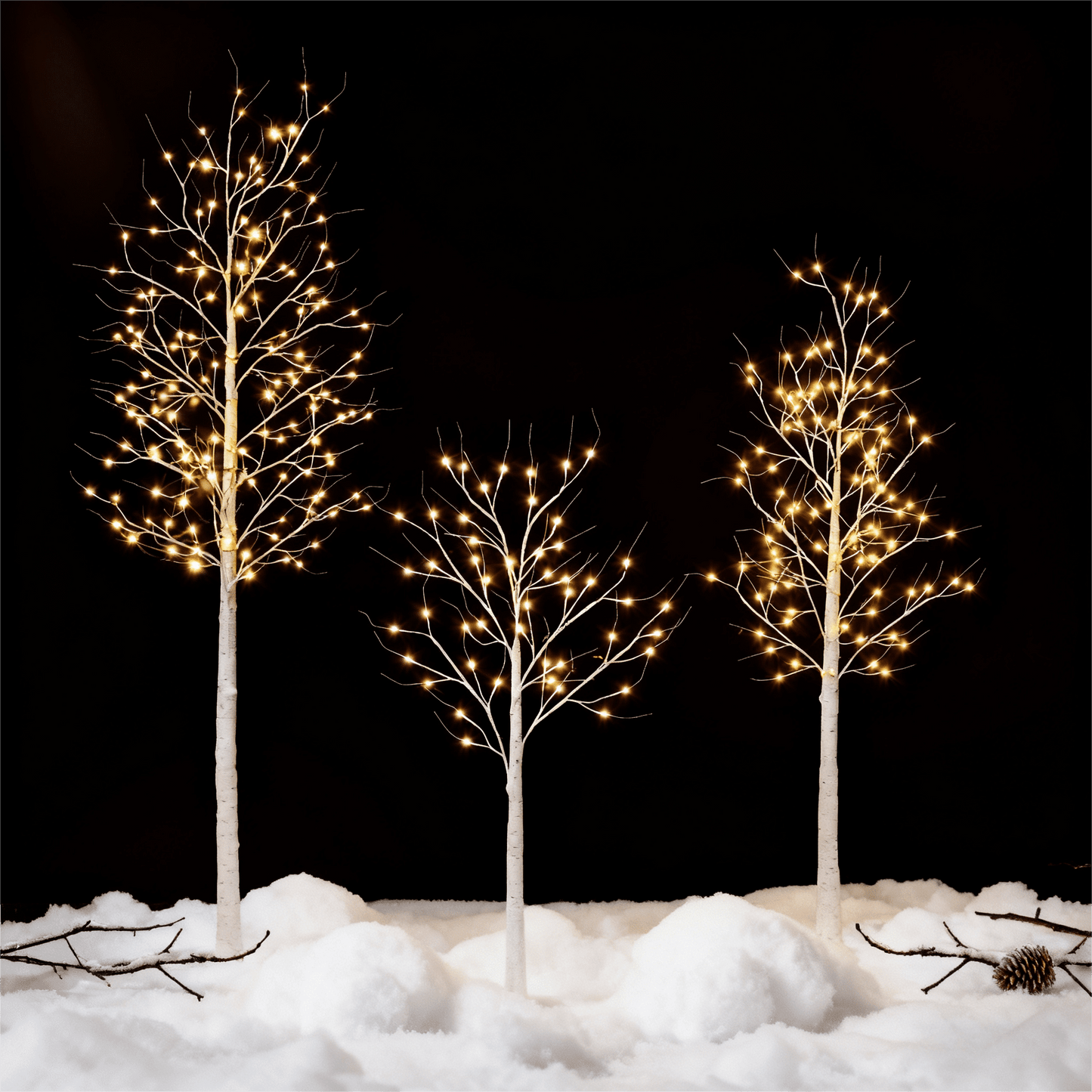 DR.Planzen 3 Pack Warm White LED Birch Light Spirit Trees, Christmas Tree Holiday Decor,4ft/6ft/8ft assorte