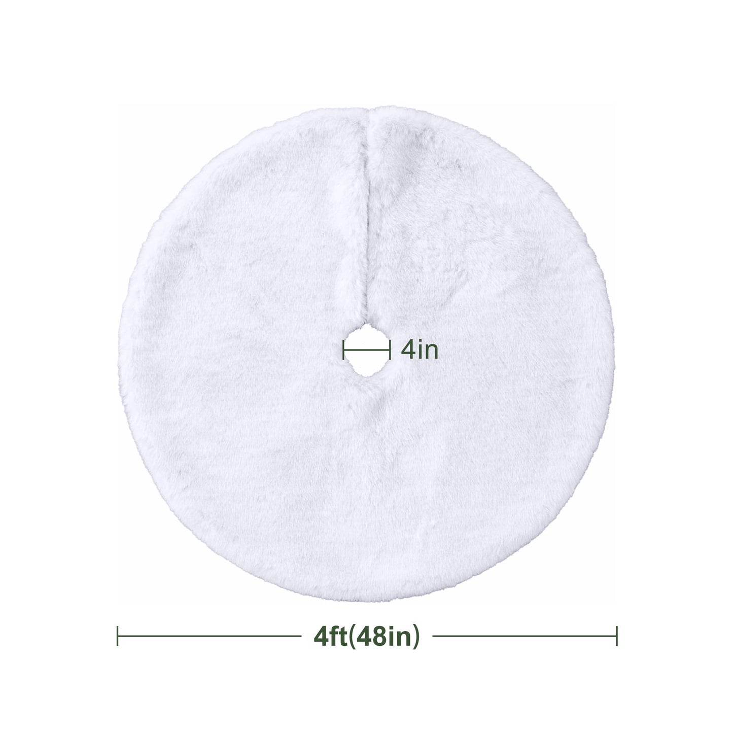 DR.Planzen 48-Inch White Flocked Christmas Tree Skirt, Soft Fuzzy Snowflake Holiday Mat with Hook & Loop Fasteners, Winter Wonderland Floor Cover for Indoor Xmas Decor
