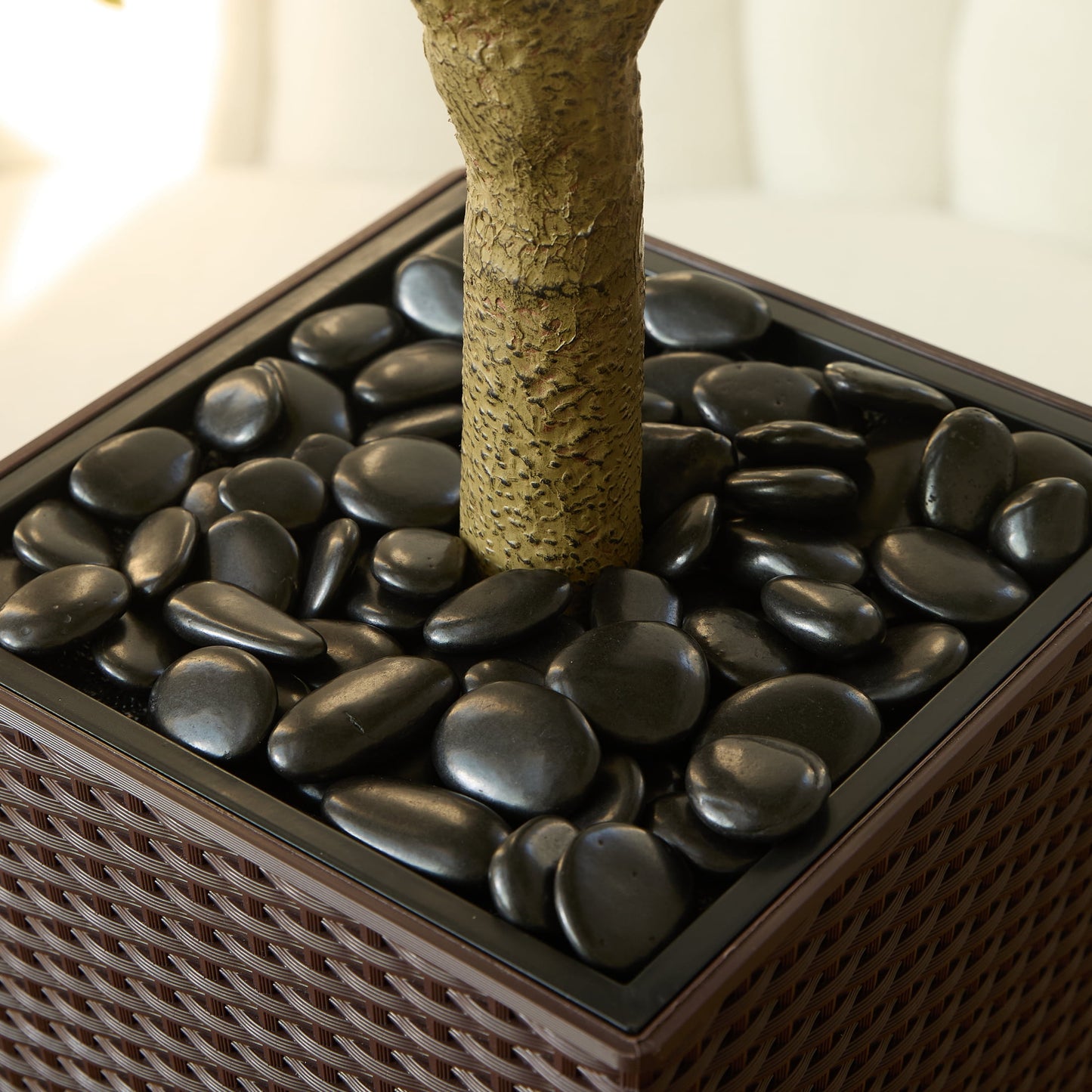 DR.Planzen UV Resistant 5ft Artificial Olive Tree in Brown Large Planter with Pebbles¨C Faux Olive Tree for Indoor and Outdoor Decor, Lifelike Greenery for Home & Garden Decor