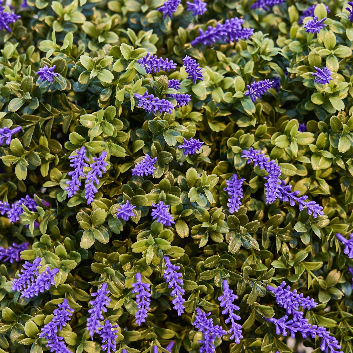 DR.Planzen 16'' Artificial Lavender Boxwood Topiary Ball Plant, Fake Scented Flowering Shrub with Ground Spike, UV Resistant Faux Outdoor Decor for Garden Porch Patio