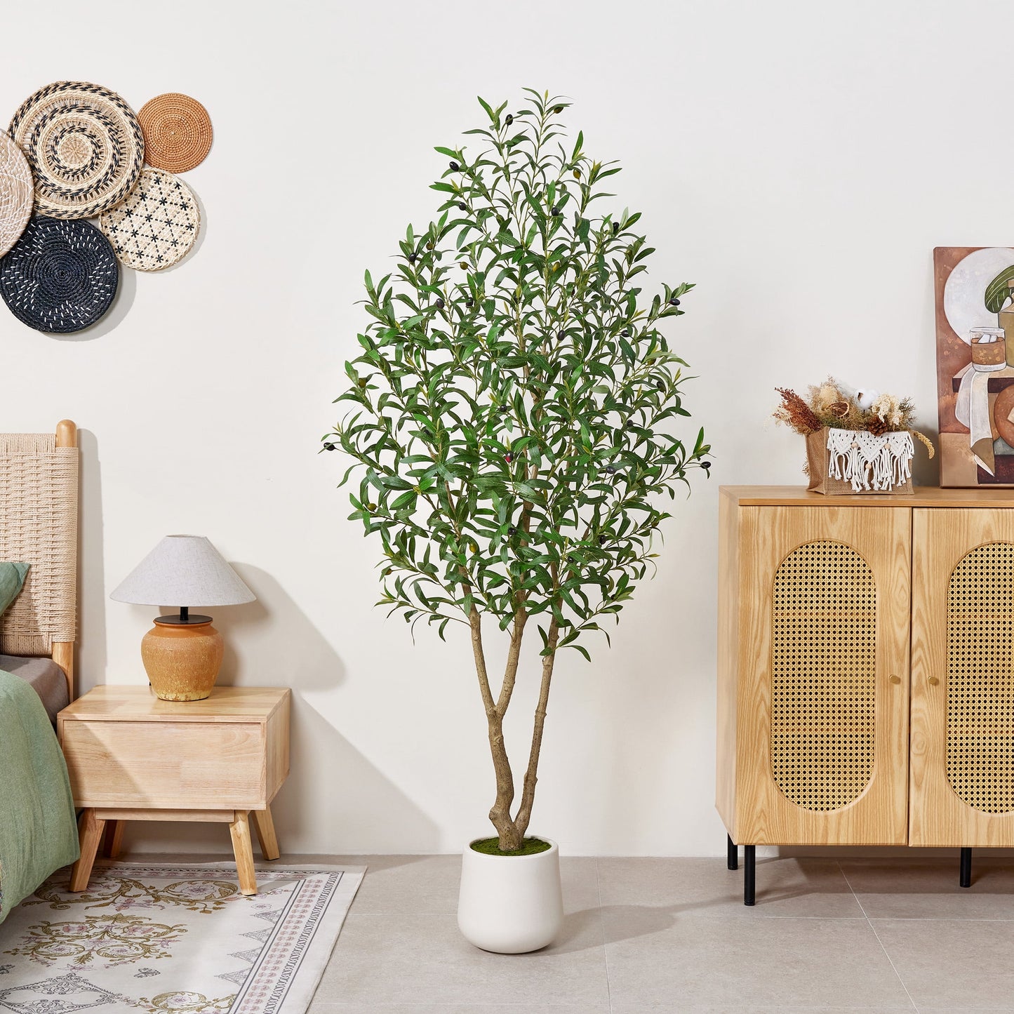 DR.Planzen 6ft Dense Artificial Olive Tree - Faux Olive Plant for Indoor & Outdoor Decor - Adjustable Branches - UV Resistant Realistic Olive Tree in White Planter