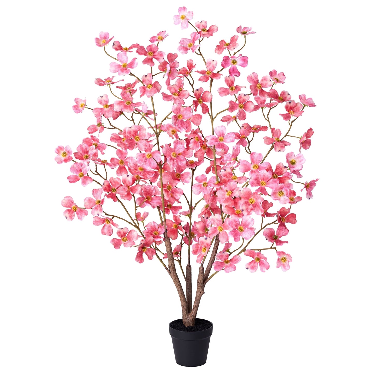 DR.Planzen 2 Pack 3ft Artificial Red Dogwood Tree, Lifelike Faux Dogwood Flower Tree with Green Leaves for Home Decor Indoor Outdoor, Spring Decoration for Living Room Office