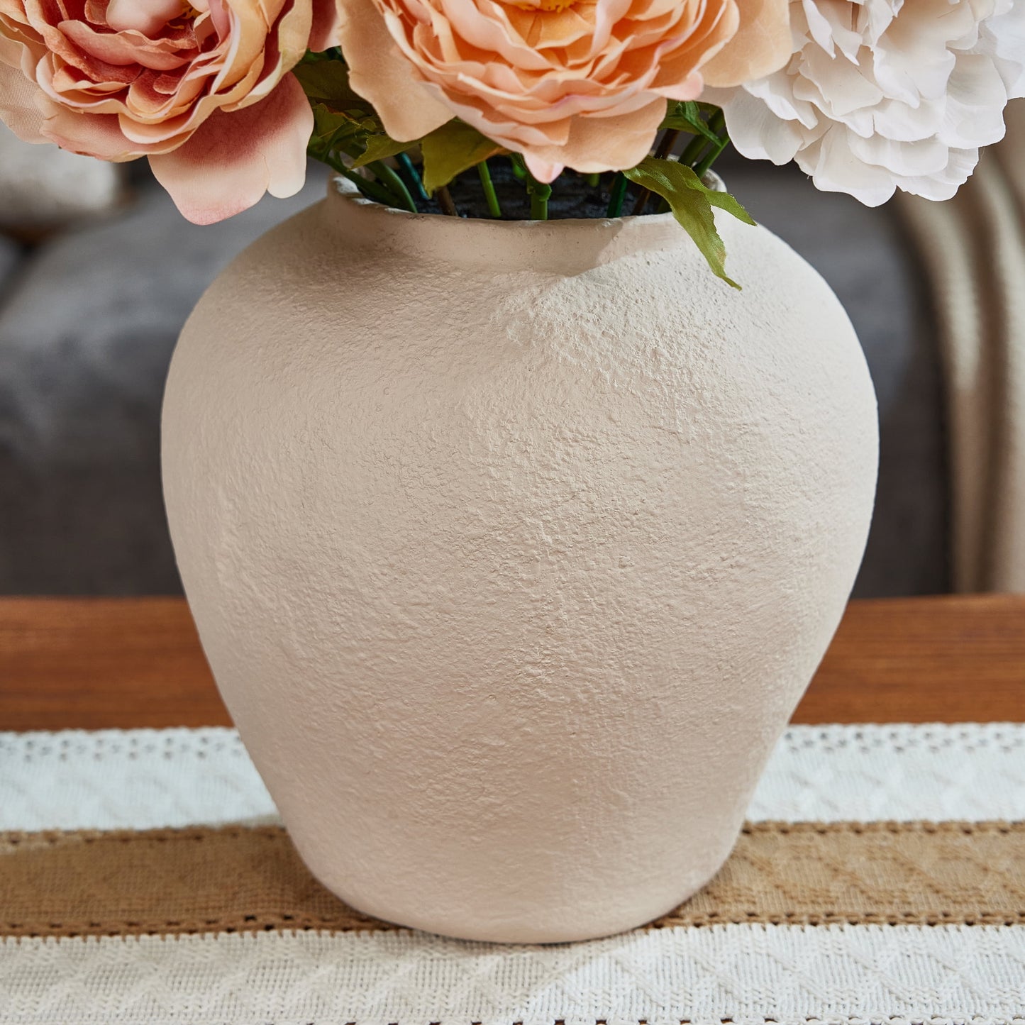 DR.Planzen 24in Artificial Peony Flowers Arrangement in Vase, Faux Peony Flower Bouquet - Realistic Mixed Floral Design - for Home Decor, Wedding Centerpiece
