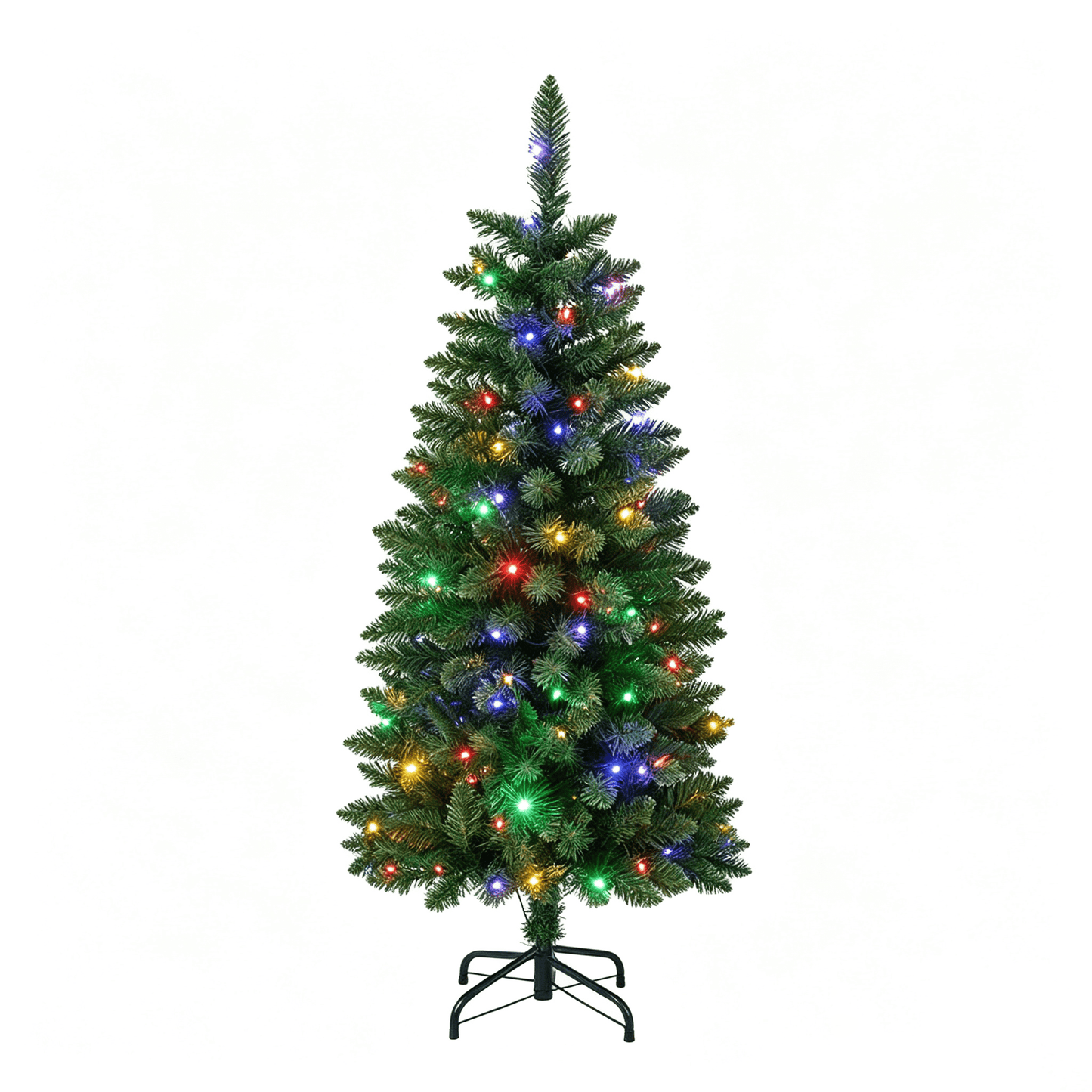 DR.Planzen 4FT Prelit Pencil Christmas Tree, Artificial Slim Christmas Tree, Slim Xmas Tree with Lights - 120 LED Warm White & Multicolor, 9 Modes - Indoor Tree for Apartment Office