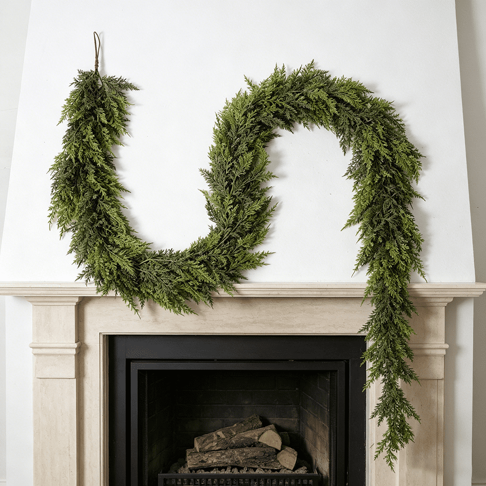 DR.Planzen 6FT Norfolk Pine Garland, 600 PE Tips Christmas Garland, Faux Greenery Garland, Artificial Pine Garland, Christmas Greenery for Fireplace Mantel Table Stairs Indoor Decor