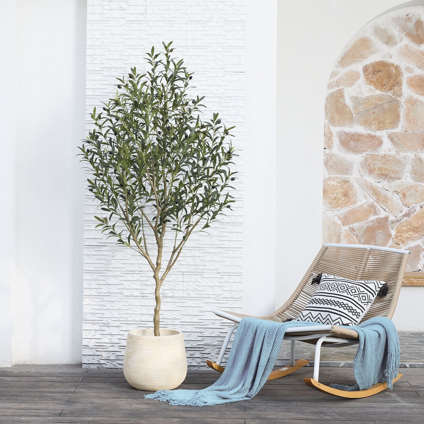 6FT Fuller Artificial Olive Tree in Pot, Artificial Olive Plants with Fruits, Realistic Indoor Outdoor Plants for Home Decor Housewarming Gift
