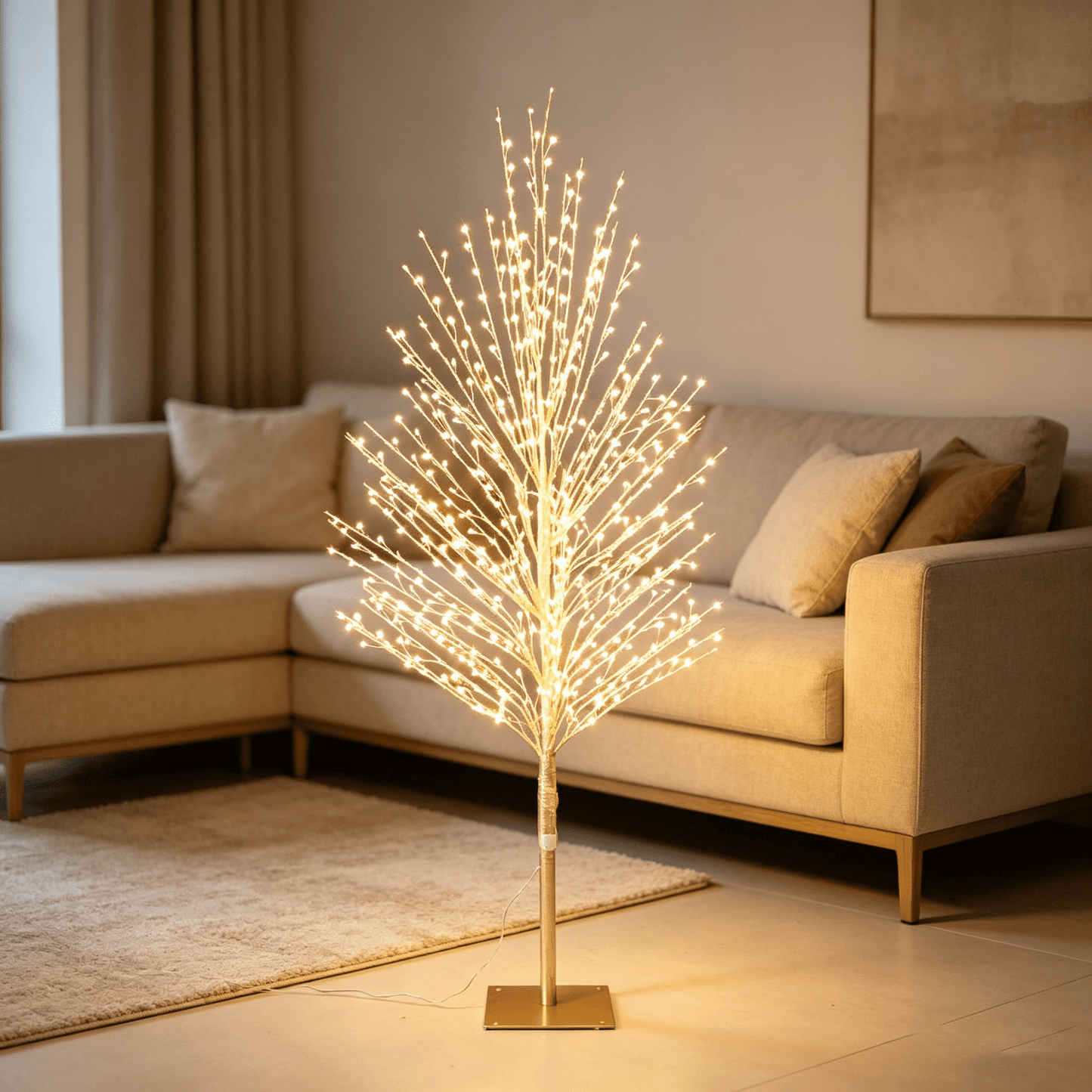 DR.Planzen 4FT Pre-Lit Twisted LED Christmas Tree, Golden Warm White Lighted Spiral Tree with Breathing Flash, Indoor & Outdoor Holiday Decor