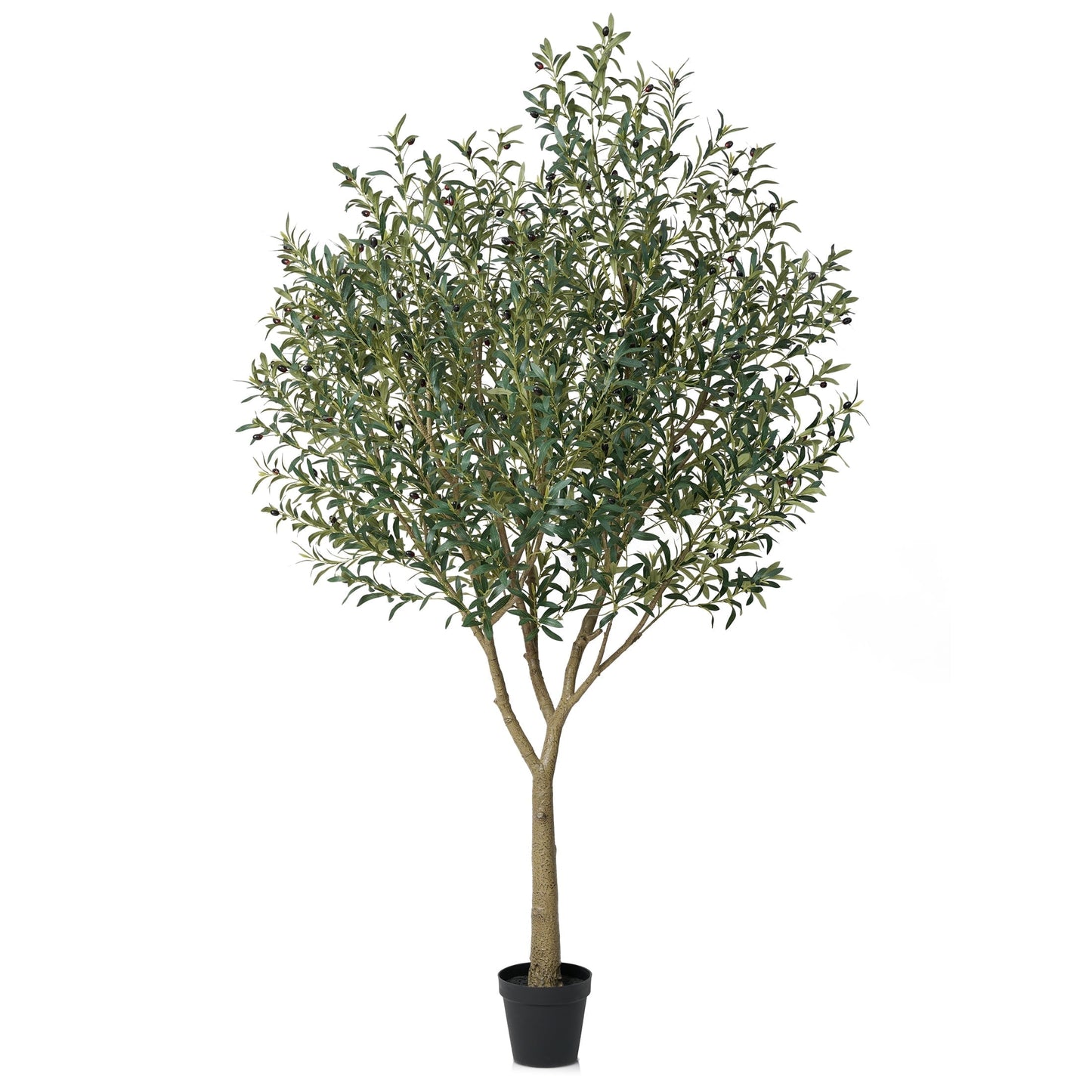 DR.Planzen 8ft Huge Artificial Olive Tree - Faux Olive Plant for Indoor & Outdoor Decor - Adjustable Branches - UV Resistant Realistic Olive Tree with Black Plastic Pot
