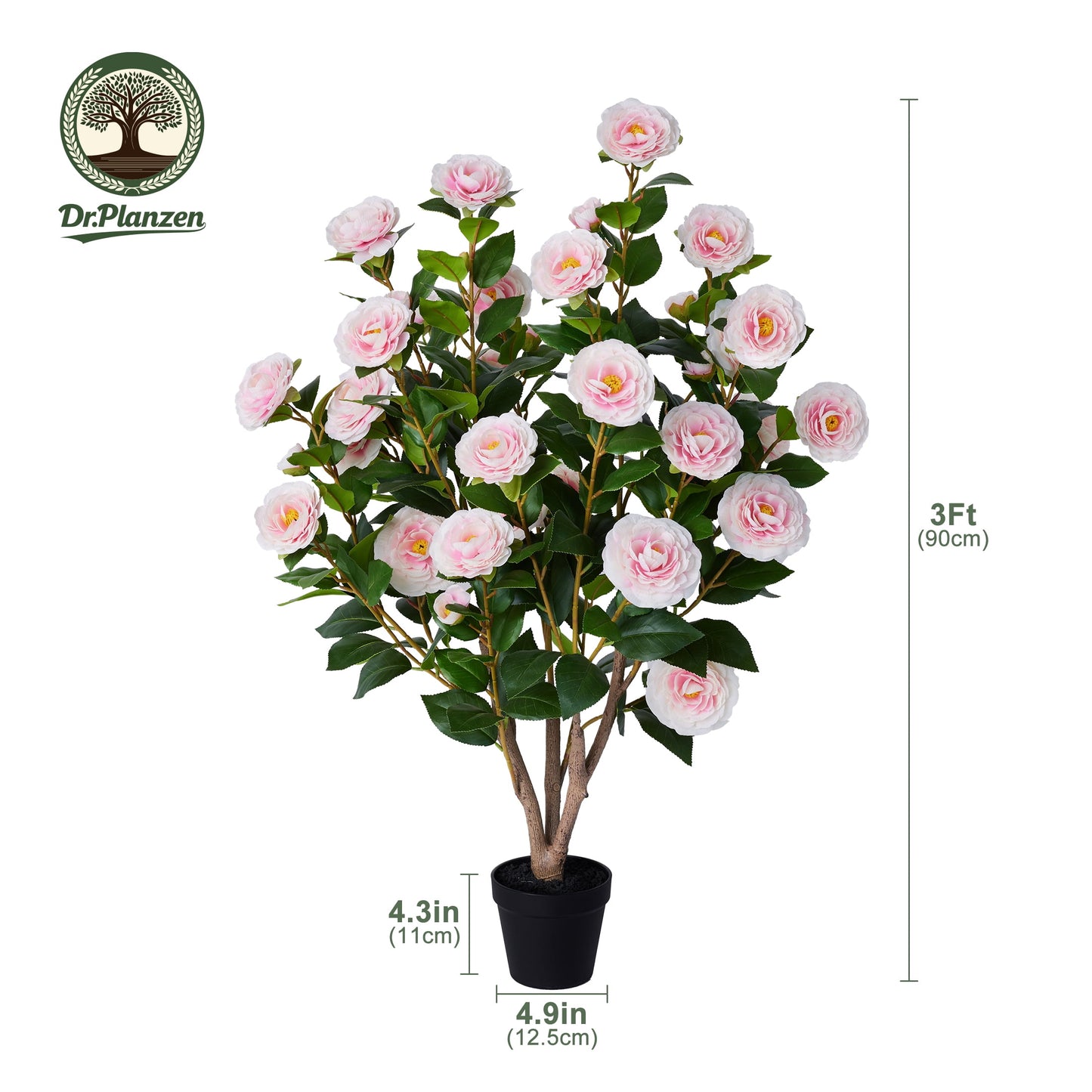 2 Pack Artificial?Camellia?Tree?3FT?in?Pot?¨C?27?Blooming?Pink?Flowers?&?252?Leaves?UV?Resistant?Faux?Camellia?Plant?for?Indoor?Outdoor?Decor,?Front?Door?Porch?Patio?Living?Room?Office