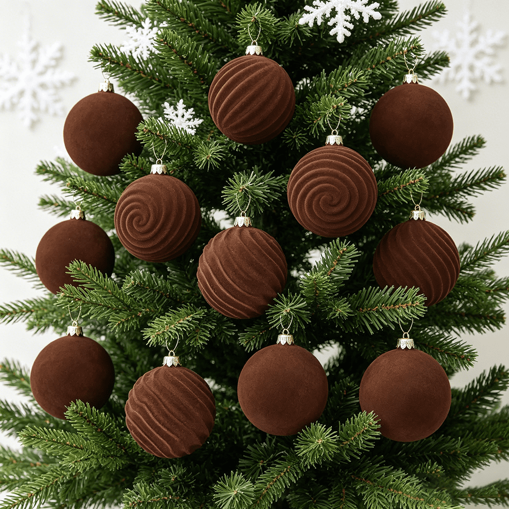 Velvet Christmas Ball Ornaments Set - 12pcs Large 10cm Christmas Tree Ornaments, Soft Fabric Hanging Balls in Assorted Elegant Holiday Colors for Tree, Garland, Home Party D¨¦cor