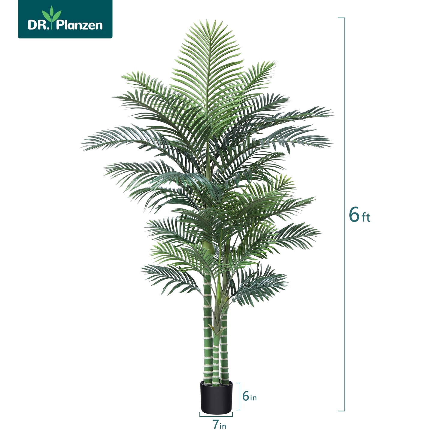 Artificial Golden Cane Palm Plants 6 Feet Fake Tree for Home Decor Indoor Outdoor Faux Areca Palm Tree in Pot for Home Office Perfect Housewarming Gift,Set of 1