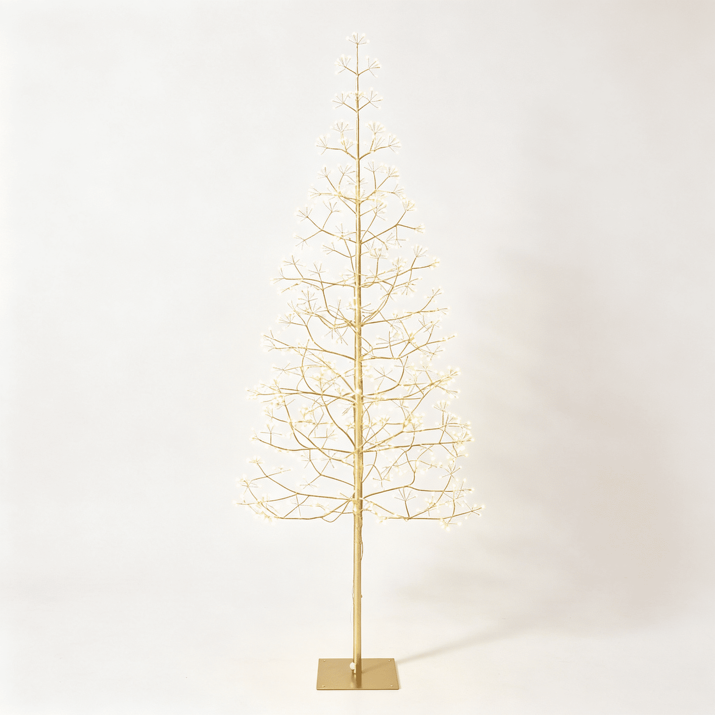 DR.Planzen 6ft Pre-Lit Starburst Artificial Christmas Tree with 800 Warm White Twinkling LED Lights, Slim Gold Tinsel Xmas Tree with Metal Base, Indoor Outdoor Holiday Decor