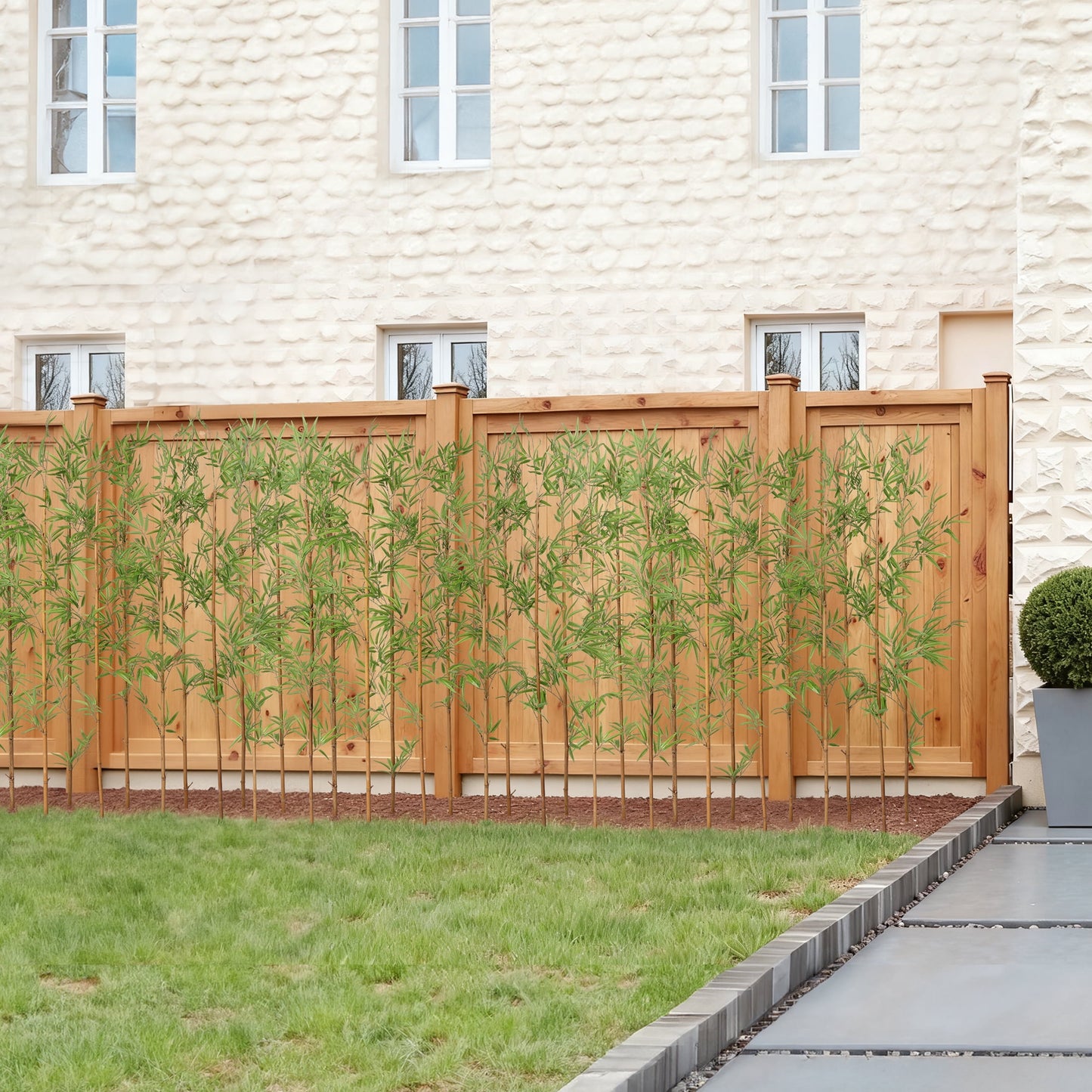 36 Pack 6FT Artificial Bamboo Privacy Screen - Faux Bamboo Plant Outdoor with Real Bamboo Poles, UV Resistant Dense Leaves Tall Fake Bamboo Fence Cover for Patio Backyard Balcony Wall Decor