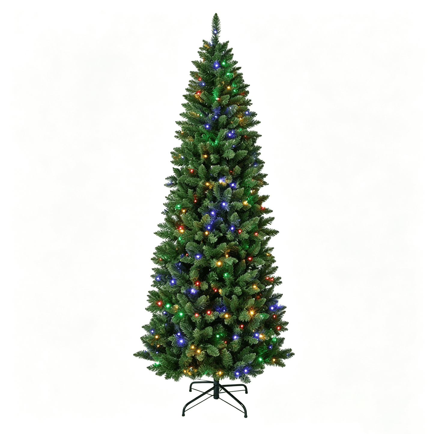 DR.Planzen 7FT Prelit Pencil Christmas Tree, Artificial Slim Christmas Tree, Slim Xmas Tree with Lights - 330 LED Warm White & Multicolor, 9 Modes - Indoor Tree for Apartment Office